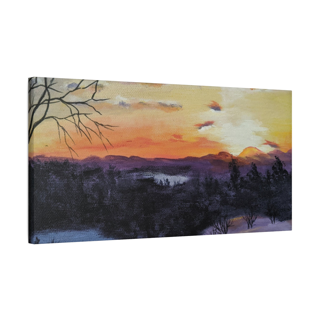 EVENING IN THE SHANDOAH VALLY - Sunset Winter Landscape Canvas Print — Matte Stretched Wall Art