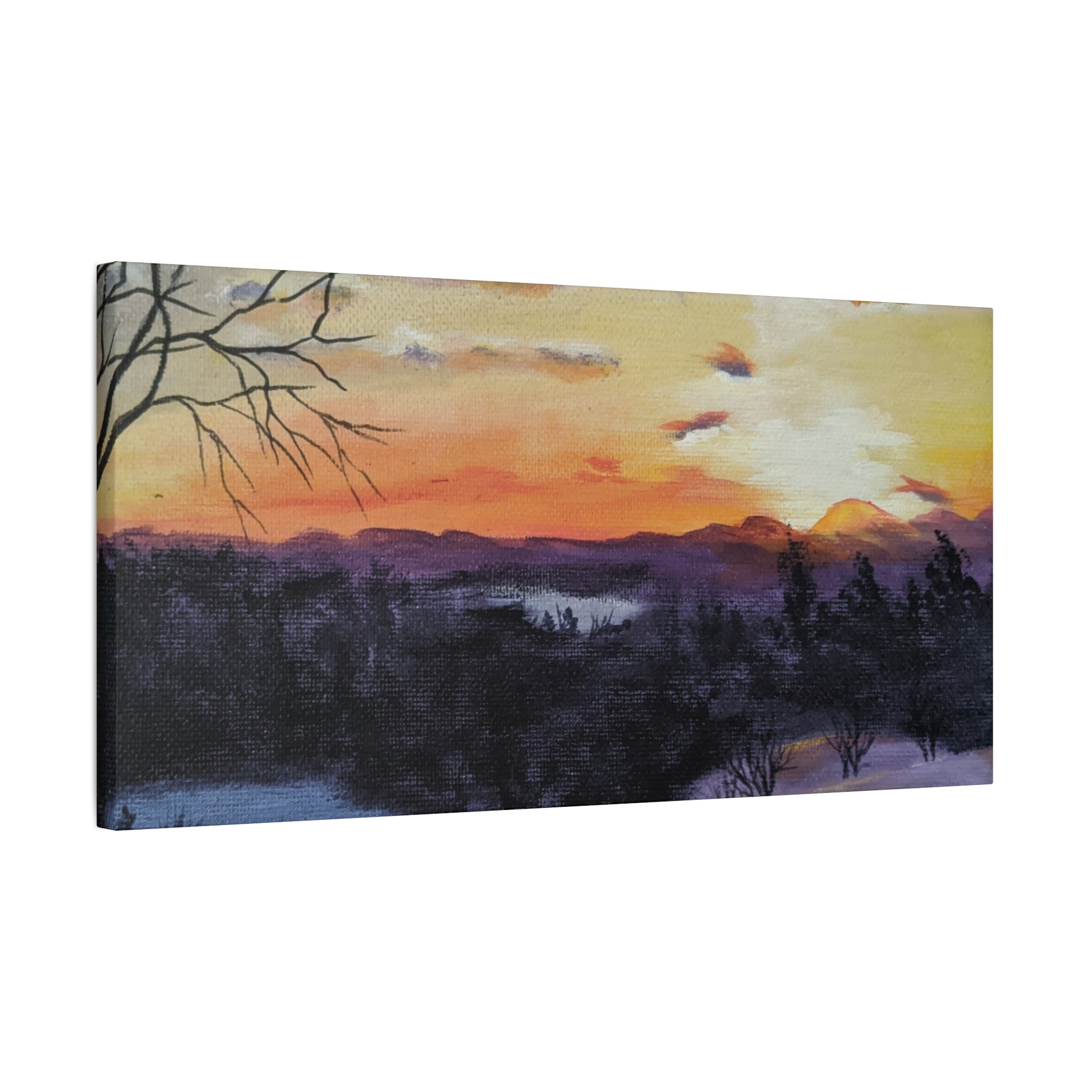 EVENING IN THE SHANDOAH VALLY - Sunset Winter Landscape Canvas Print — Matte Stretched Wall Art