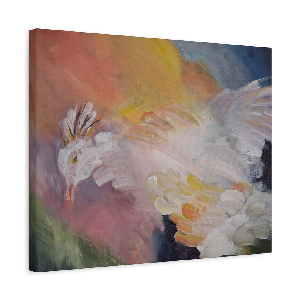 RISE OF THE RADIENT HEN - Art Canvas Print — Soft Pastel Bird Wall Art, Matte Stretched 1.25"