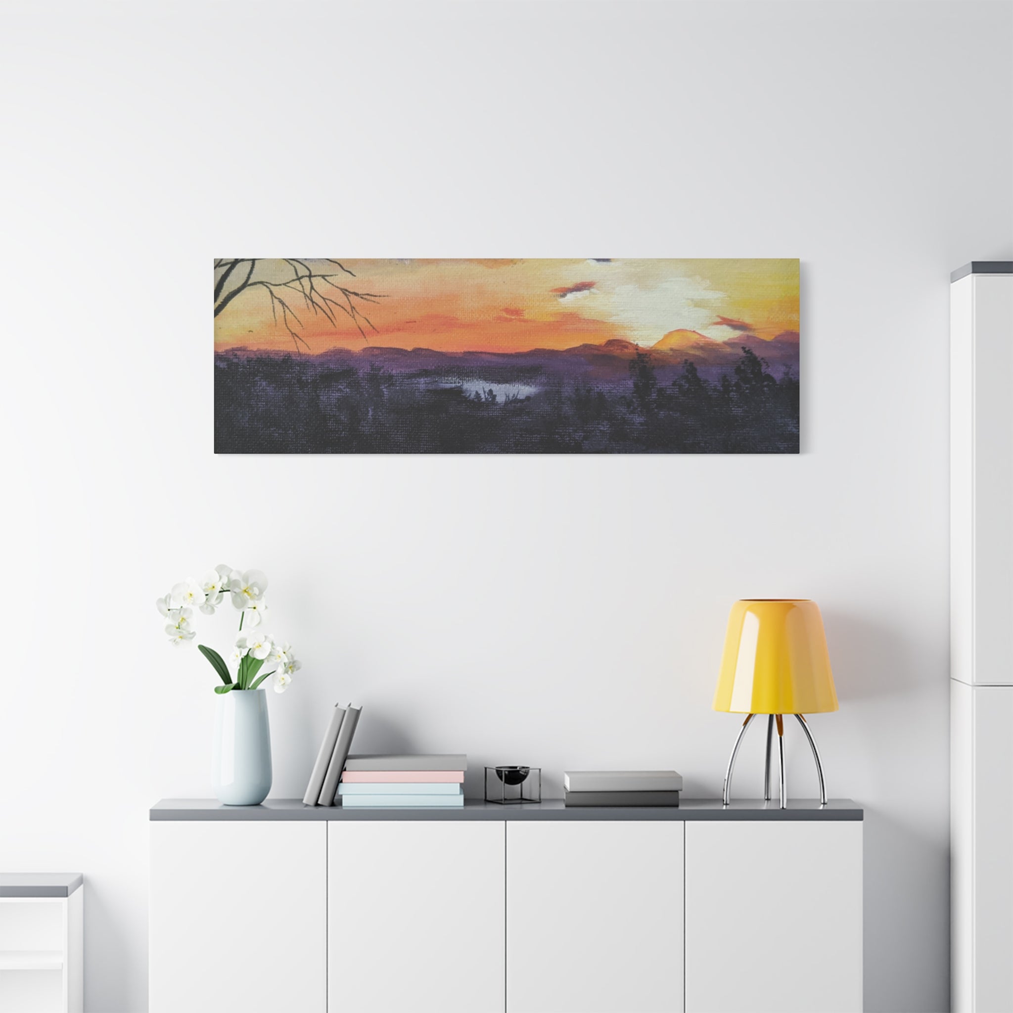 EVENING IN THE SHANDOAH VALLY - Sunset Winter Landscape Canvas Print — Matte Stretched Wall Art