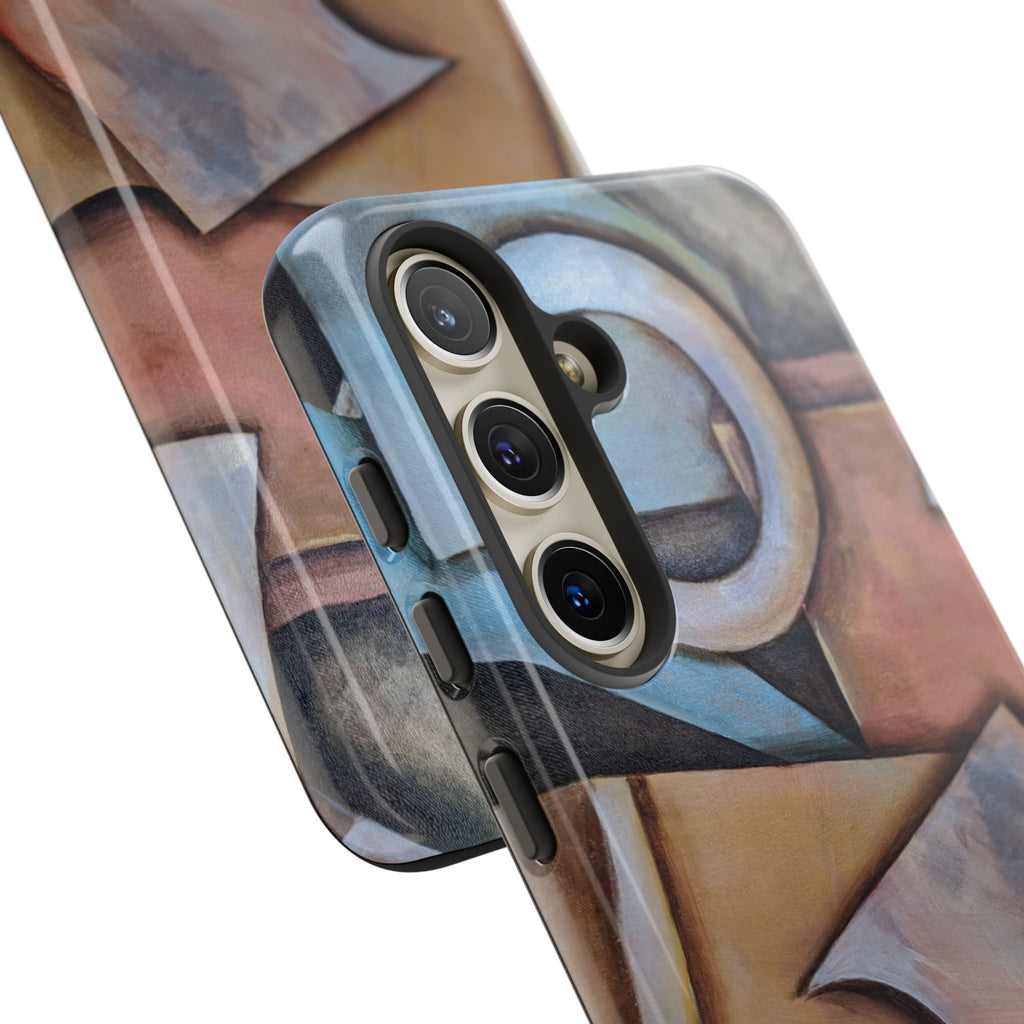 Abstract Geometric Tough Phone Case – Modern Cubist Art Protection