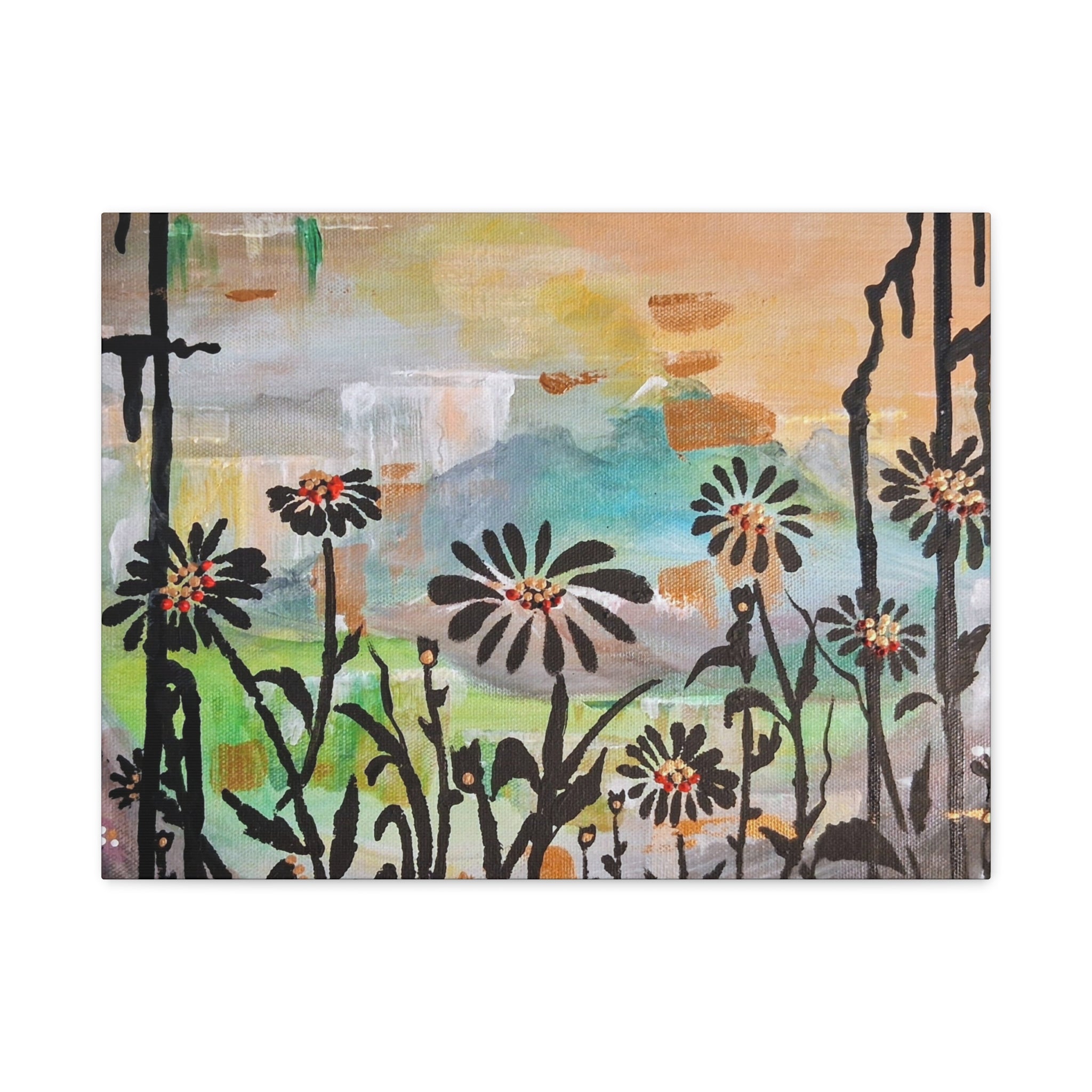 GUARDIANS OF THE WIND - Daisy Meadow Abstract Matte Canvas Wall Art