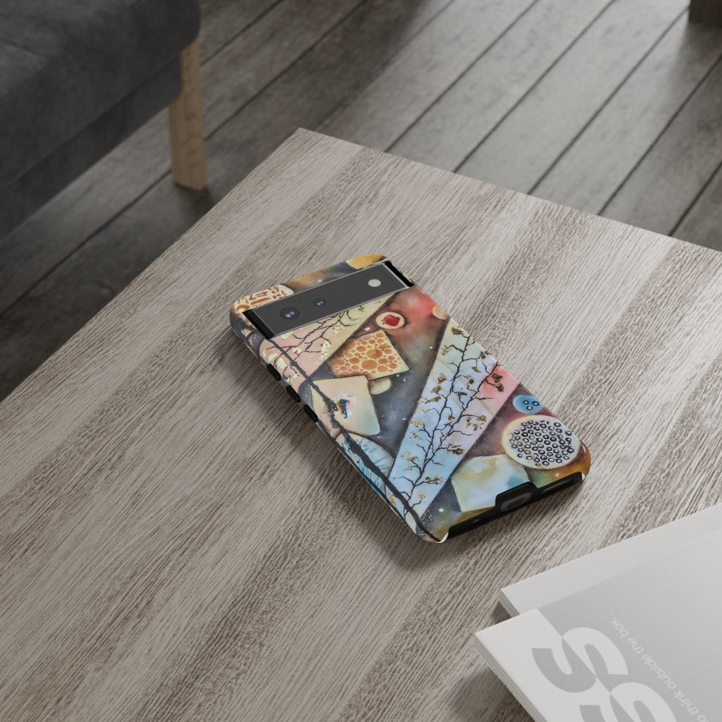 GOLDEN CARTOGRAPHY OF THE UNSEEN - Artistic Botanical Phone Case – Watercolor Nature Pattern Tough Case