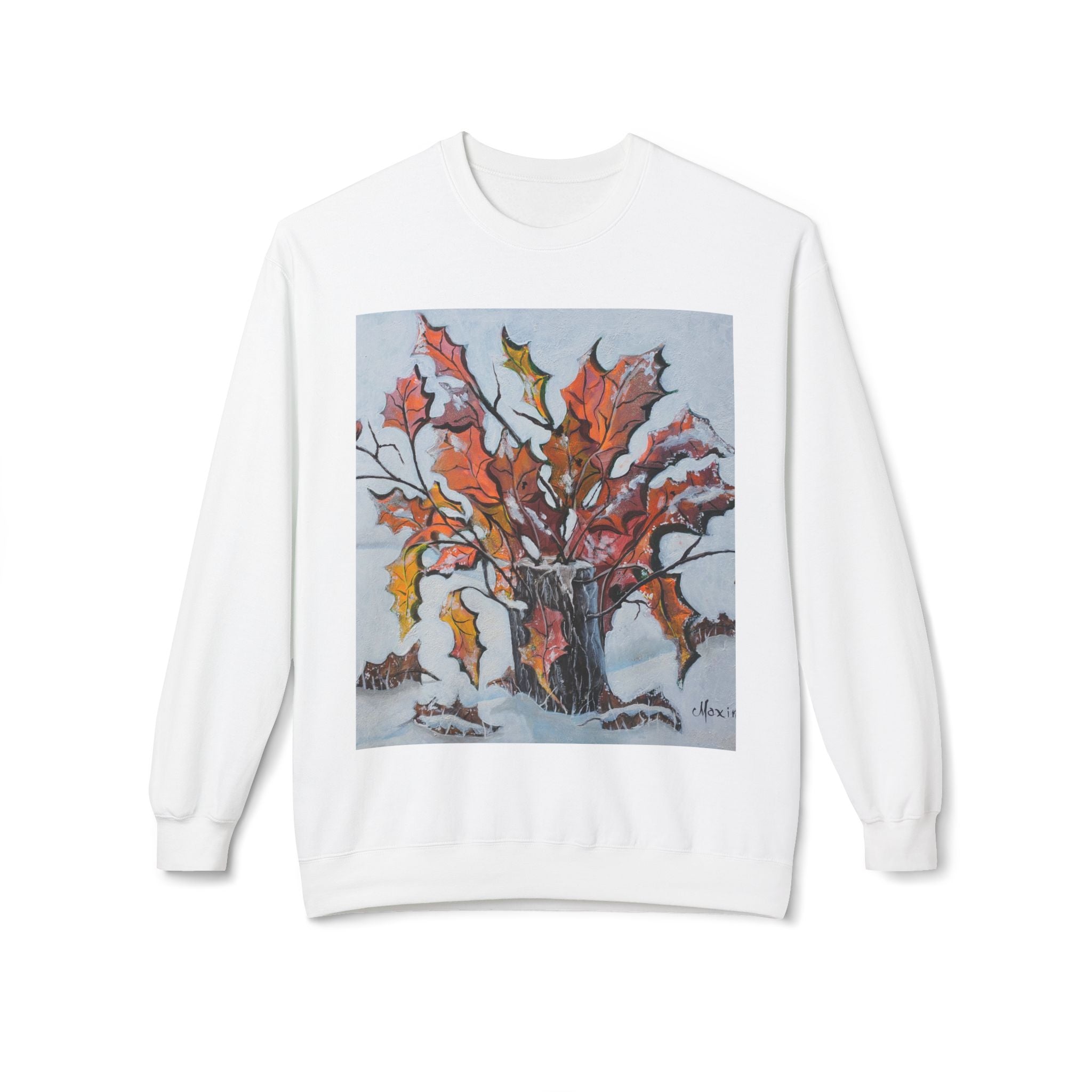 Autumn Leaves Crewneck Sweatshirt — Hand-Painted Fall Bouquet Design