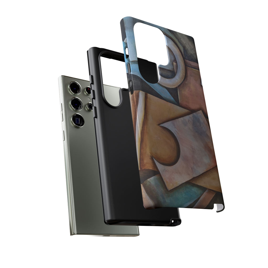 Abstract Geometric Tough Phone Case – Modern Cubist Art Protection