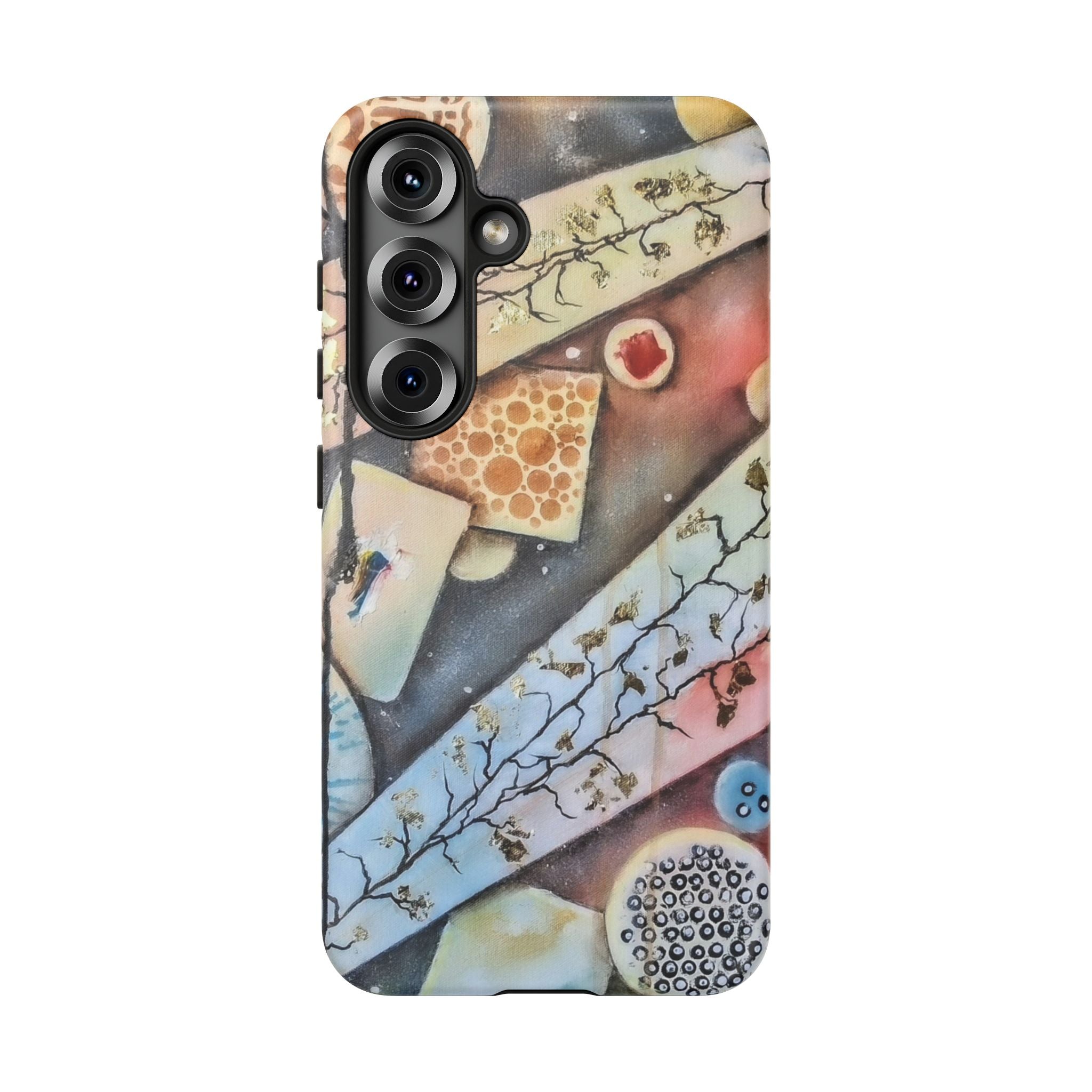 GOLDEN CARTOGRAPHY OF THE UNSEEN - Artistic Botanical Phone Case – Watercolor Nature Pattern Tough Case