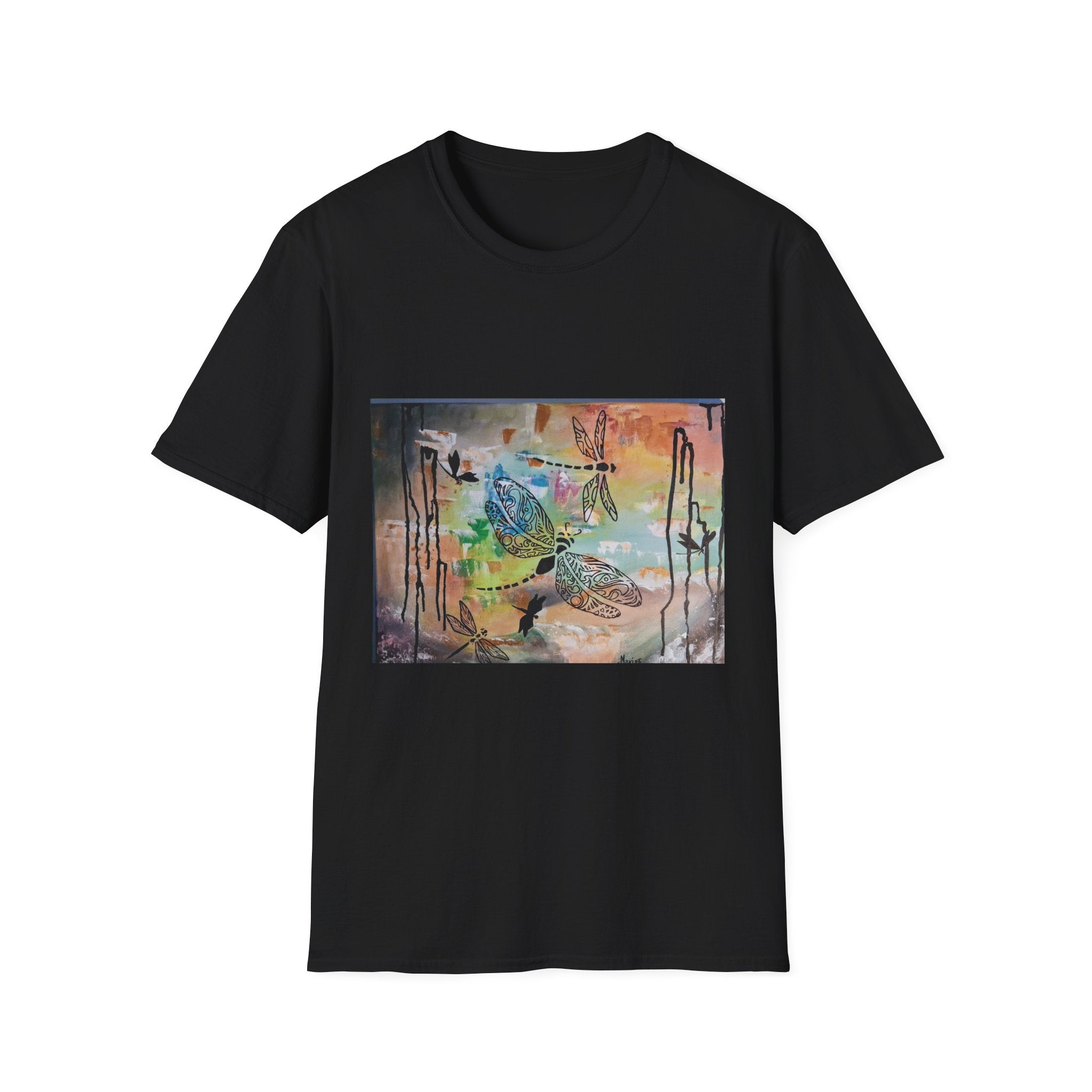 GUARDIANS OF THE LAND - Dragonfly Abstract Art T-Shirt — Colorful Surreal Nature Graphic Tee