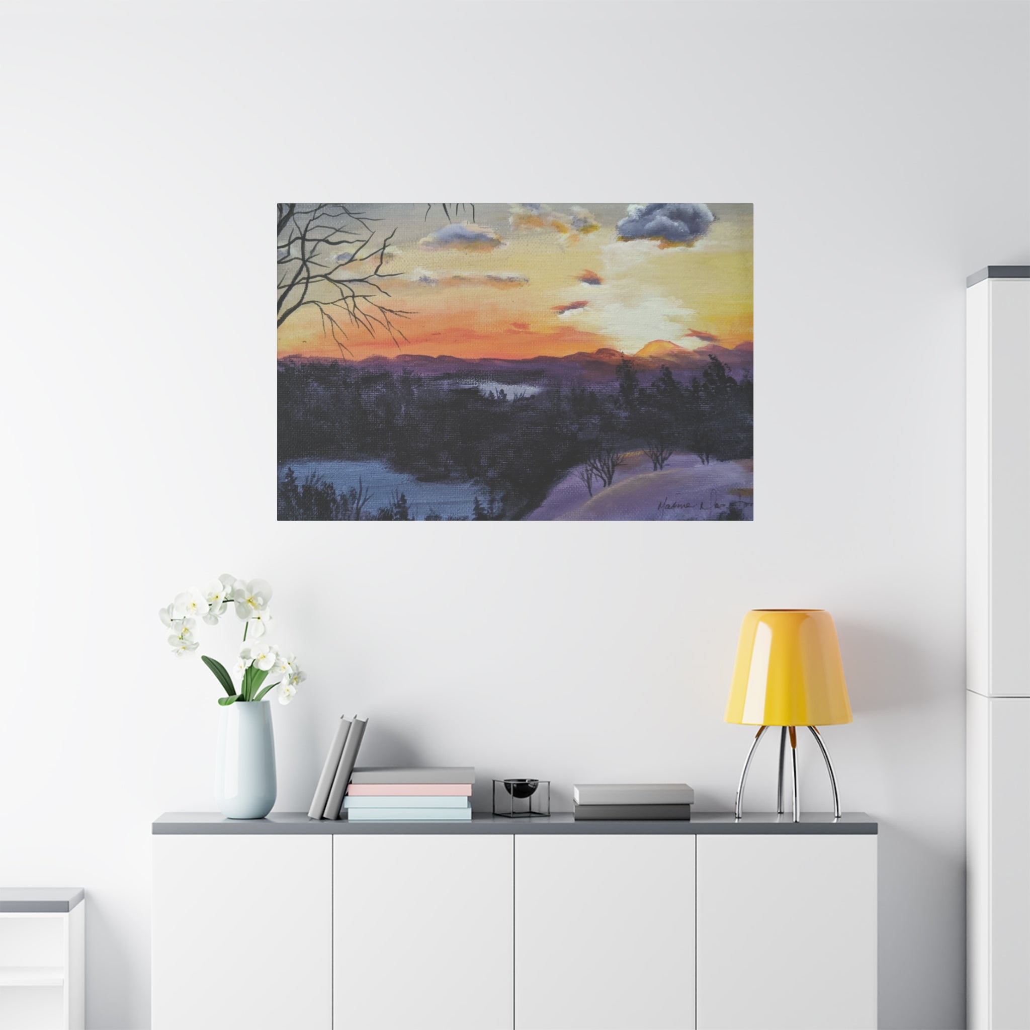 EVENING IN THE SHANDOAH VALLY - Sunset Winter Landscape Canvas Print — Matte Stretched Wall Art