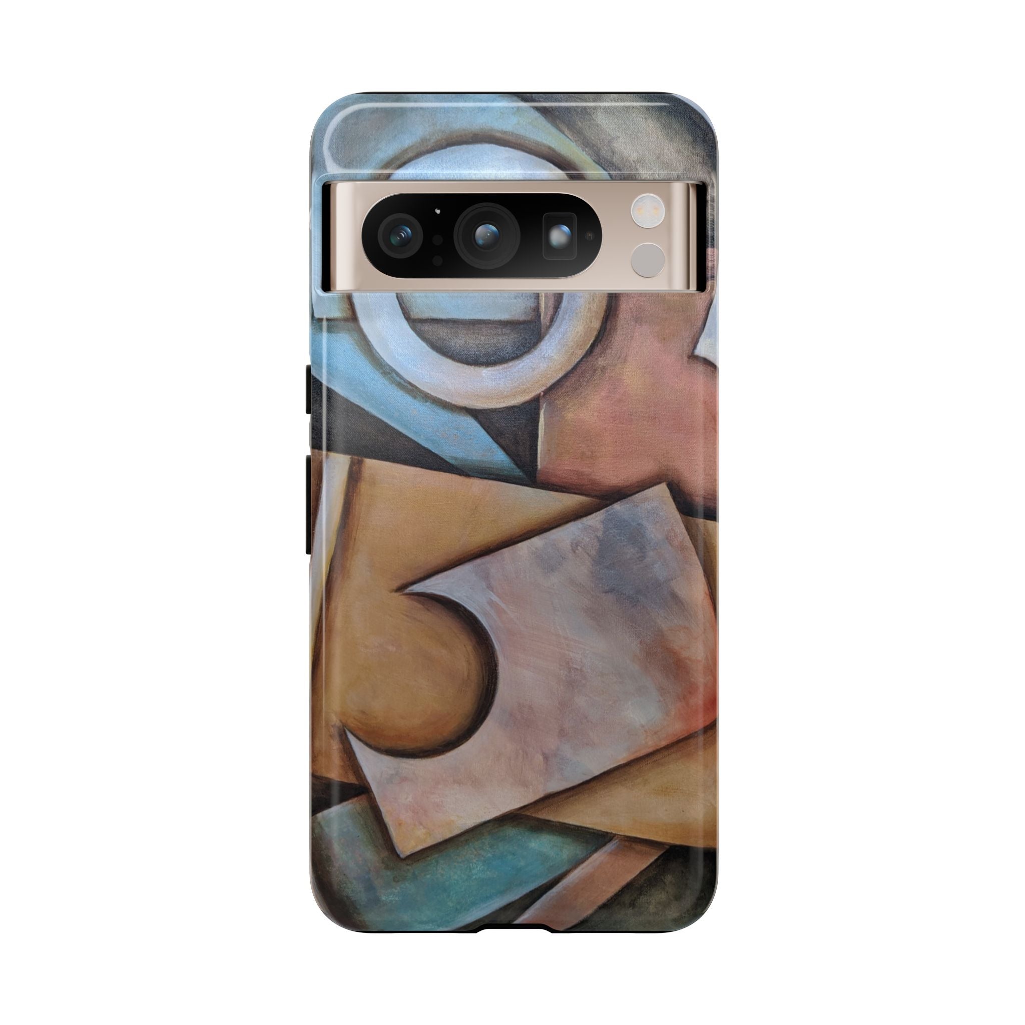 Abstract Geometric Tough Phone Case – Modern Cubist Art Protection