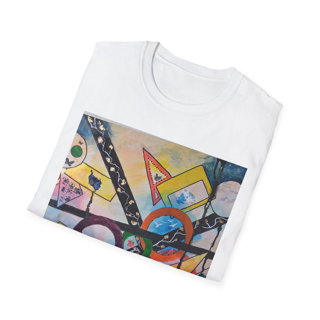 SERCHING FOR GREATNESS - Abstract Geometric Art T-Shirt — Colorful Modern Shapes Graphic Tee