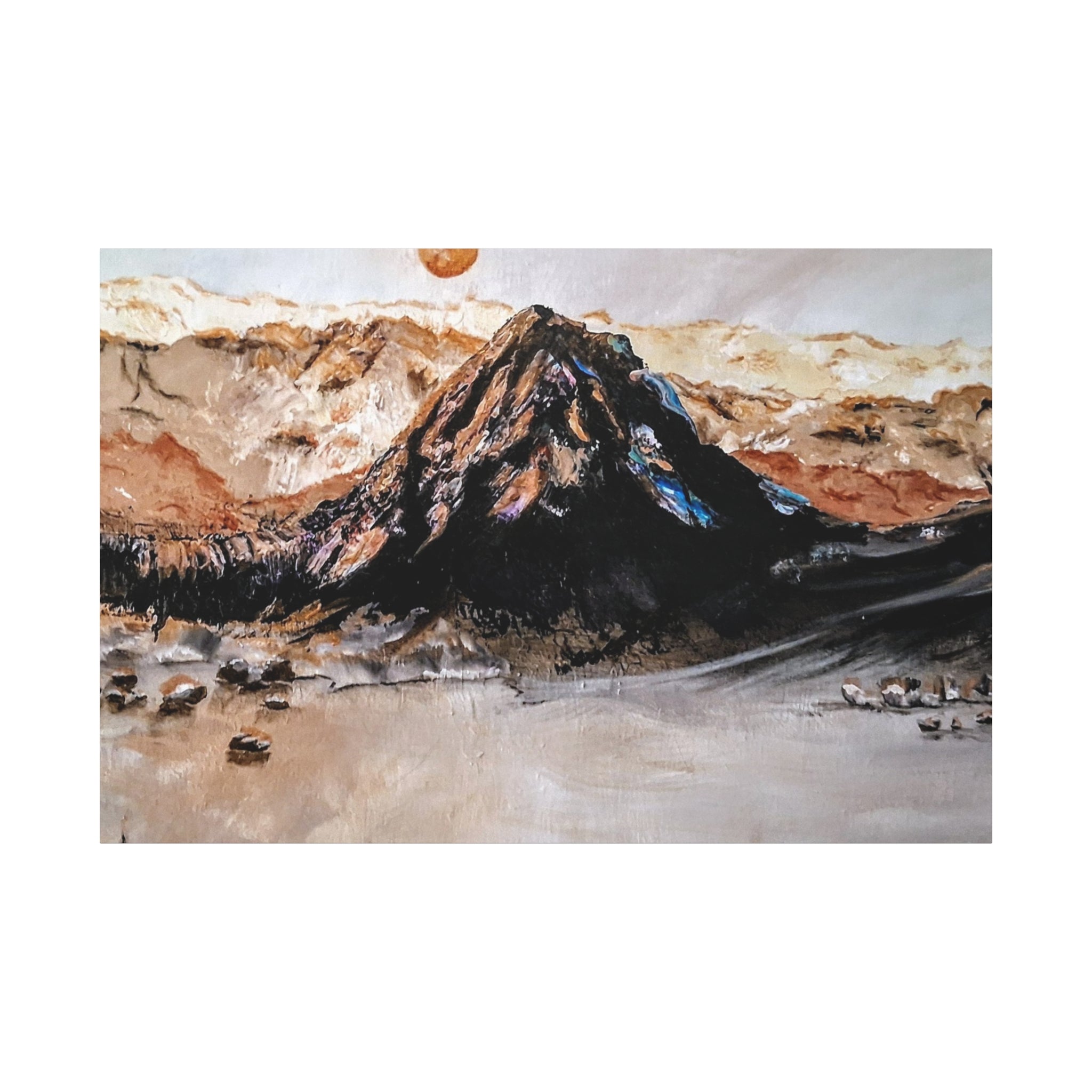 MOON OVER THE MOUNTAINS - Abstract Mountain Landscape Canvas Print — Matte Stretched Wall Art