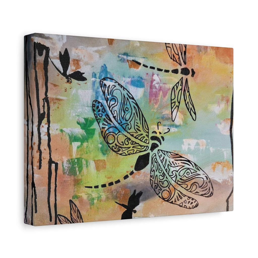 Dragonfly Wall Art Canvas — Colorful Boho Stretched Canvas Print