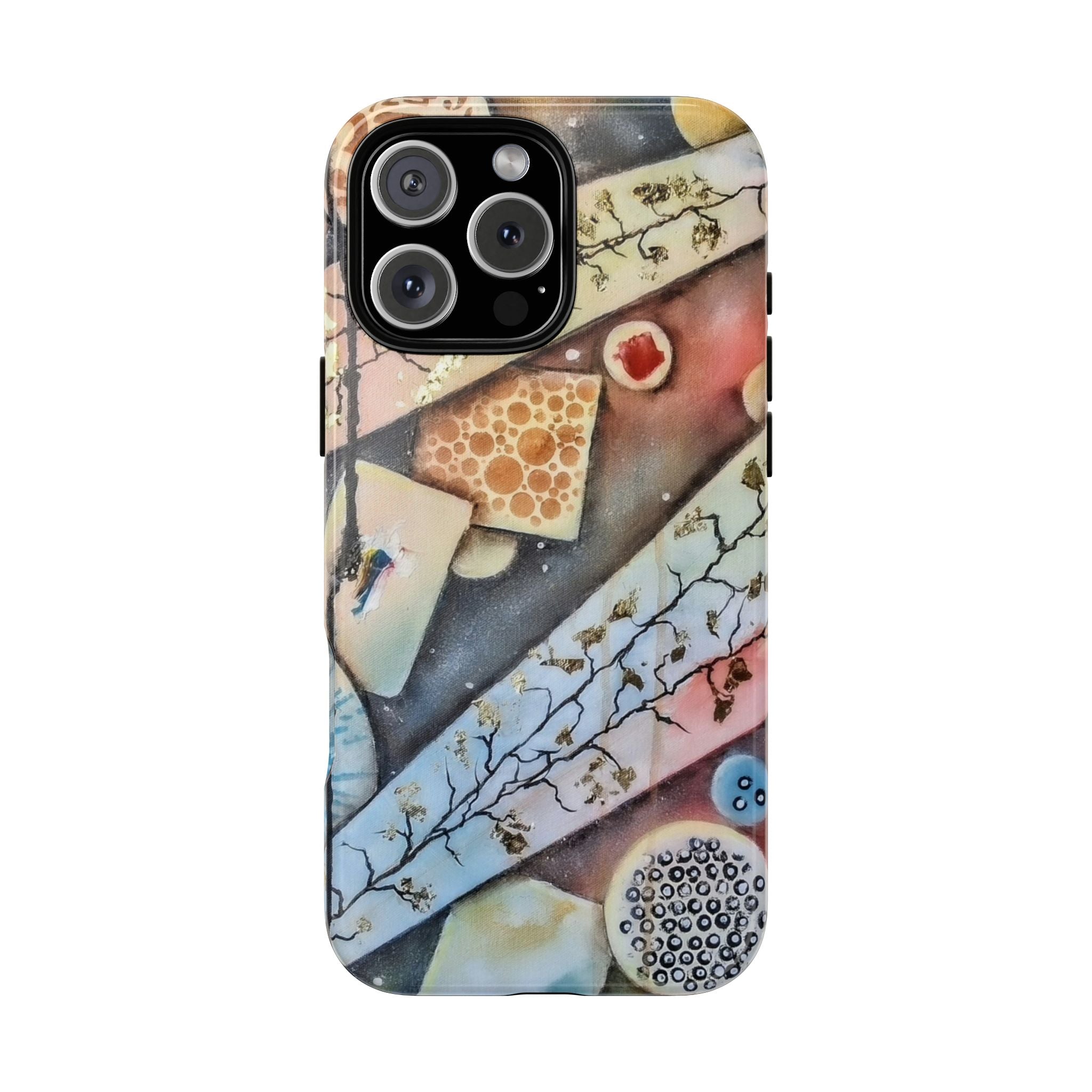 GOLDEN CARTOGRAPHY OF THE UNSEEN - Artistic Botanical Phone Case – Watercolor Nature Pattern Tough Case