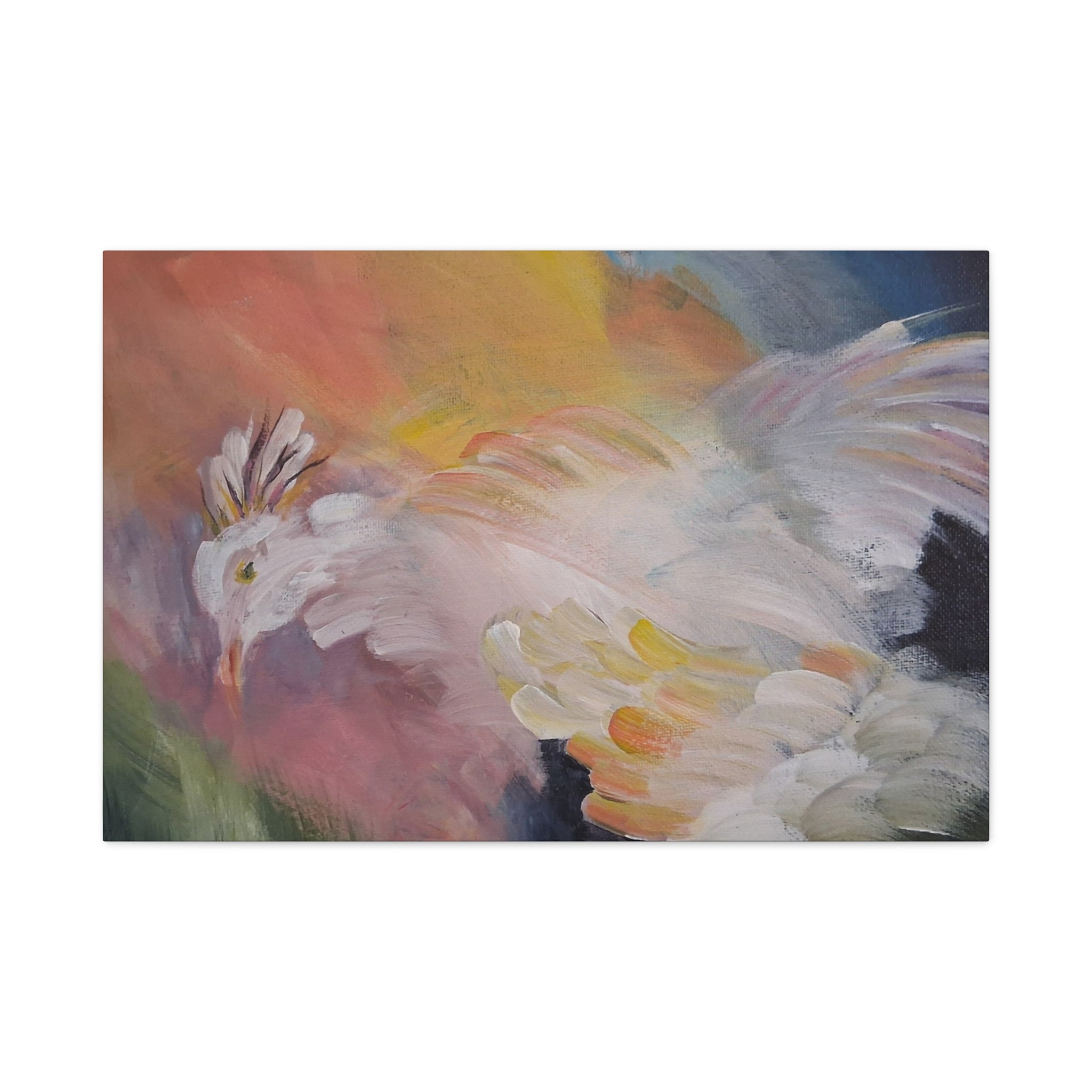 RISE OF THE RADIENT HEN - Art Canvas Print — Soft Pastel Bird Wall Art, Matte Stretched 1.25"