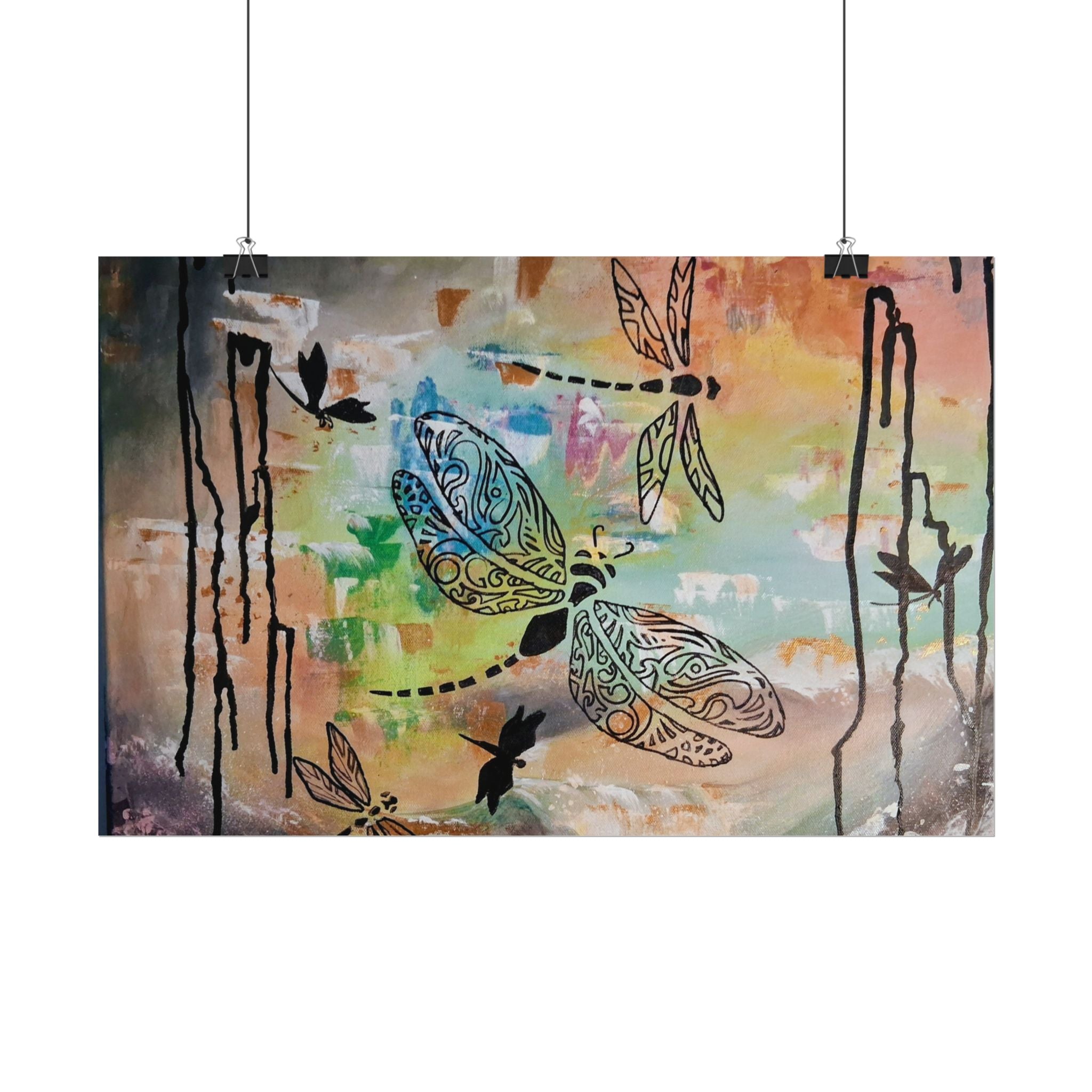 GUARDIANS OF THE LAND - Dragonfly Art Poster — Textured Matte Wall Print
