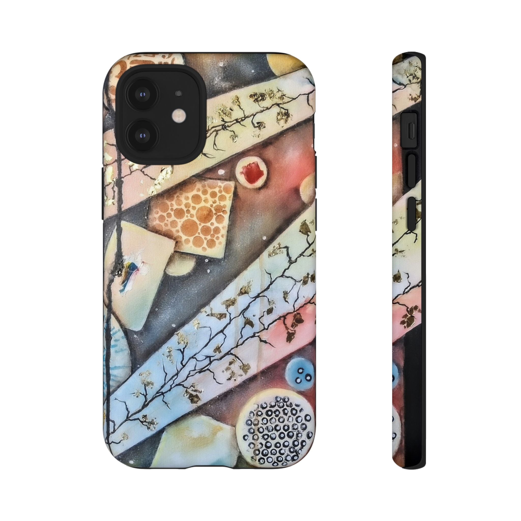 GOLDEN CARTOGRAPHY OF THE UNSEEN - Artistic Botanical Phone Case – Watercolor Nature Pattern Tough Case