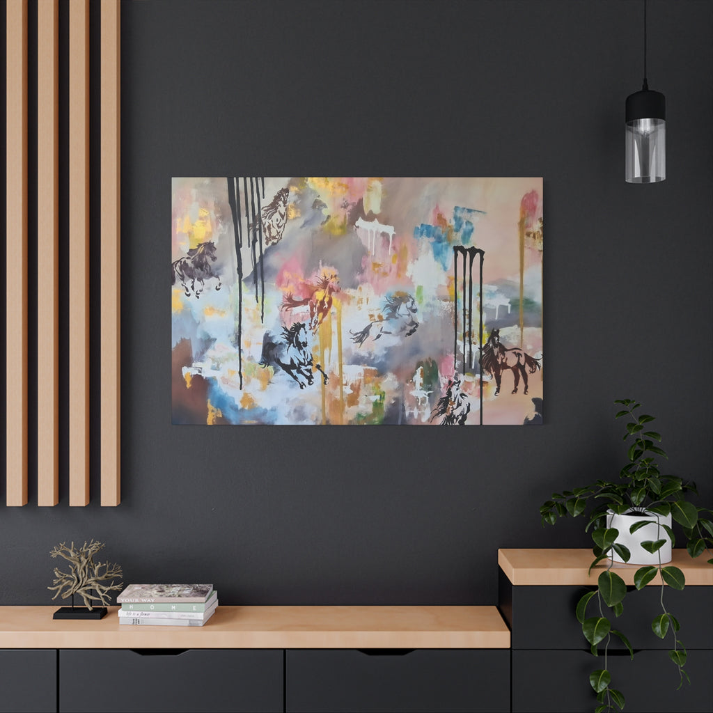 GUARDIANS OF THE QUIET PLAINS - Abstract Gallop Canvas Print — Matte Stretched Wall Art
