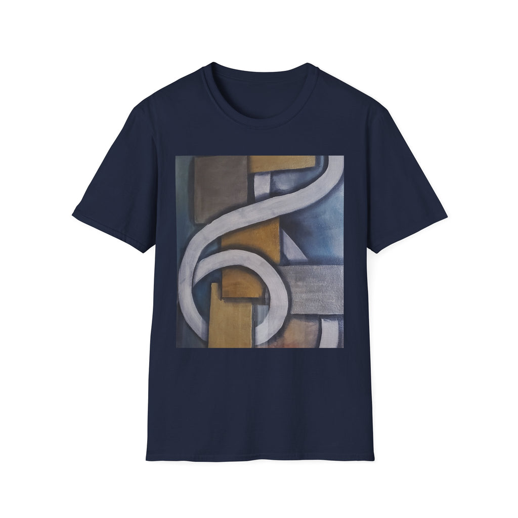 METALIC BLOCKS - Abstract Geometric Art T-Shirt — Modern Neutral Palette Design