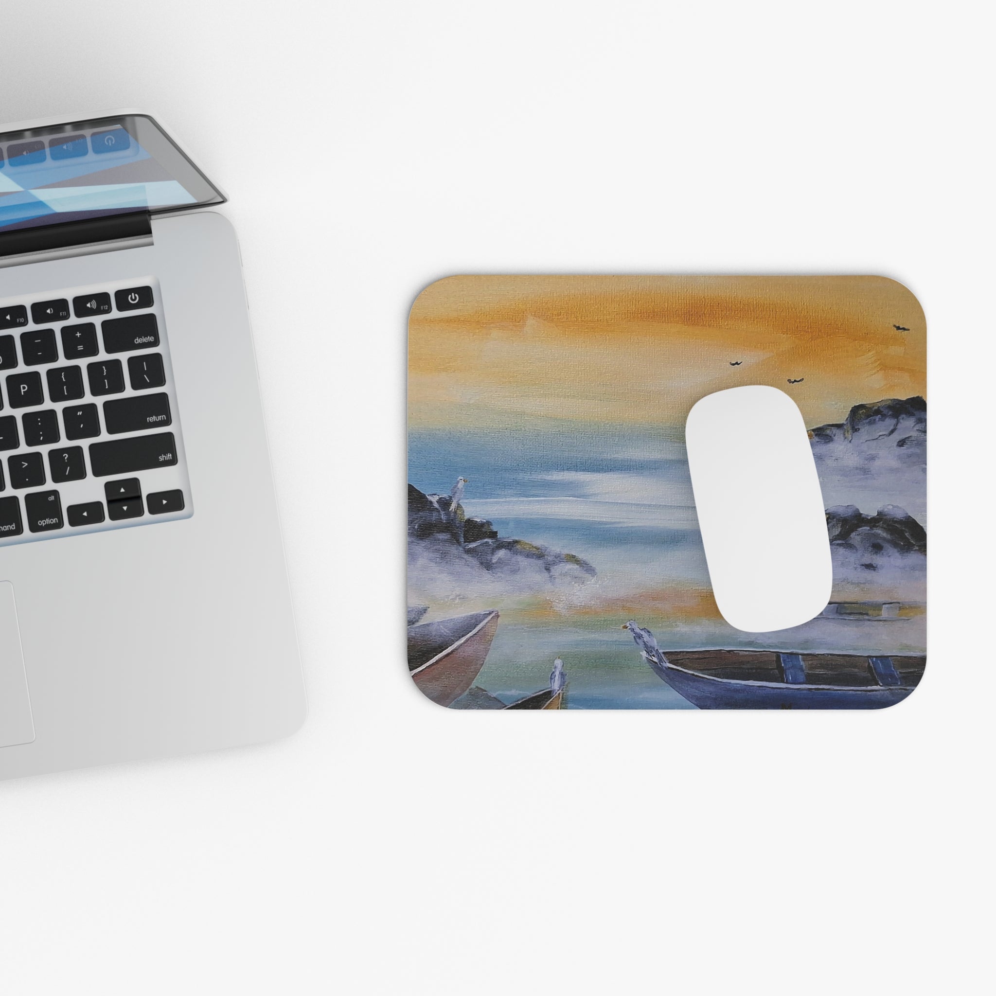 IN  FOR THE NIGHT -  Mouse Pad — Tranquil Boat Waterscape