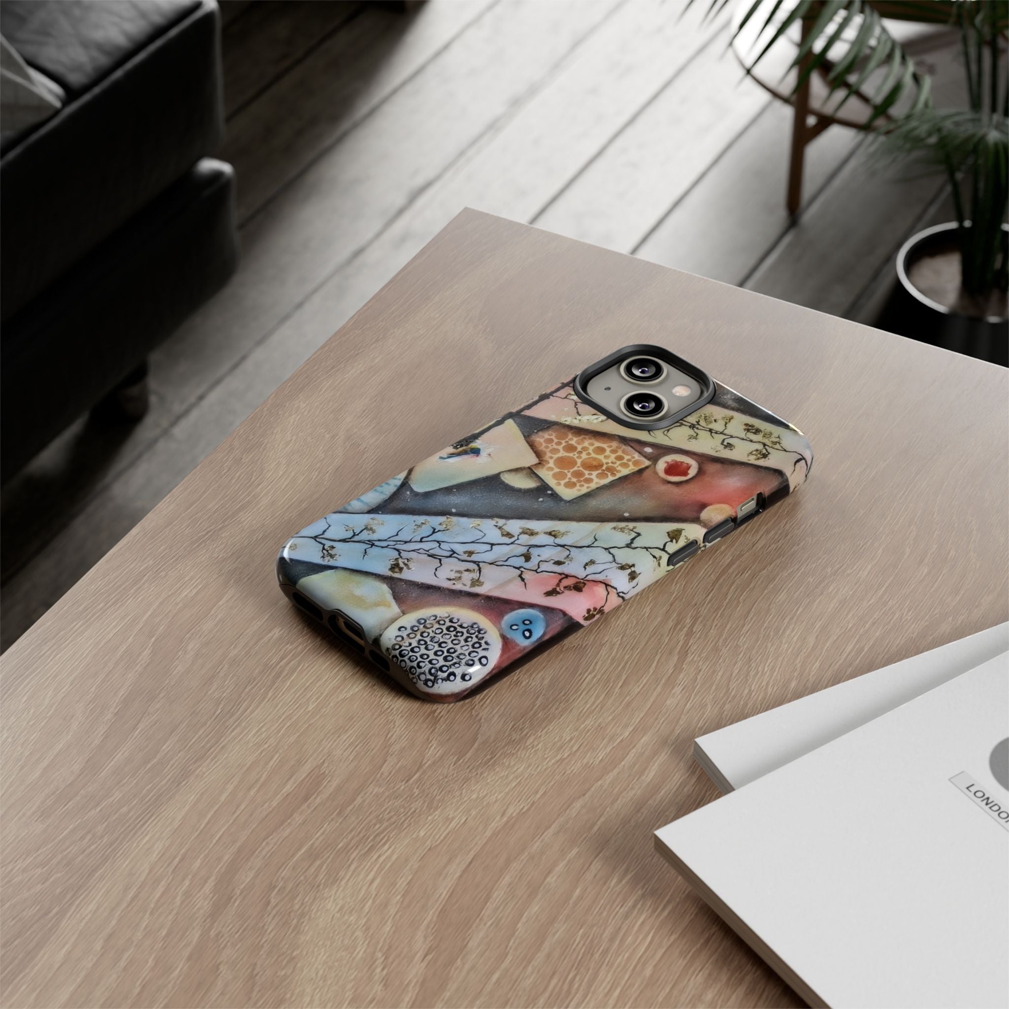 GOLDEN CARTOGRAPHY OF THE UNSEEN - Artistic Botanical Phone Case – Watercolor Nature Pattern Tough Case