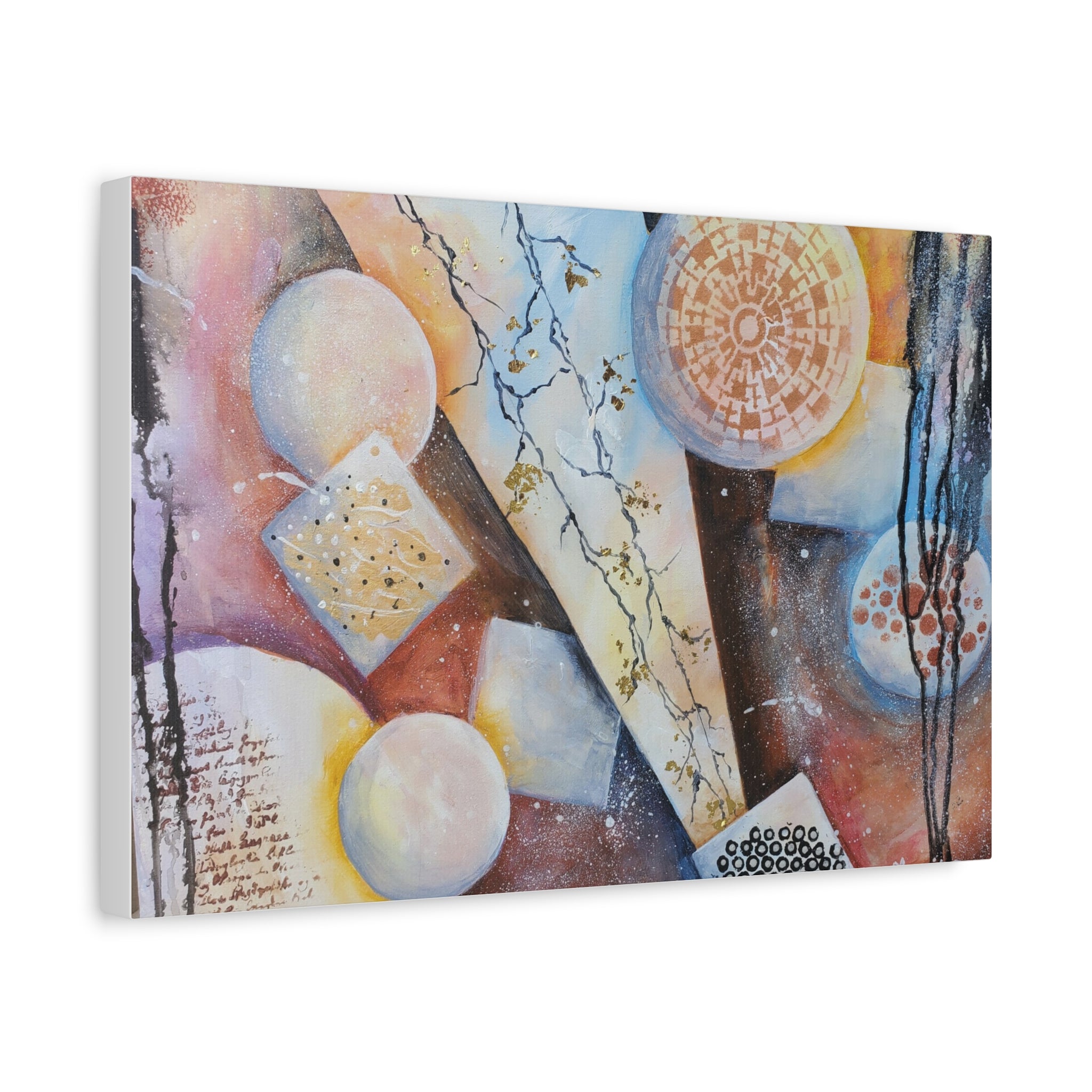GOLDEN CARTOGRAPHY OF THE FIRE MERIDIAN - Abstract Geometric Canvas Art – Modern Stretched Matte Wall Decor