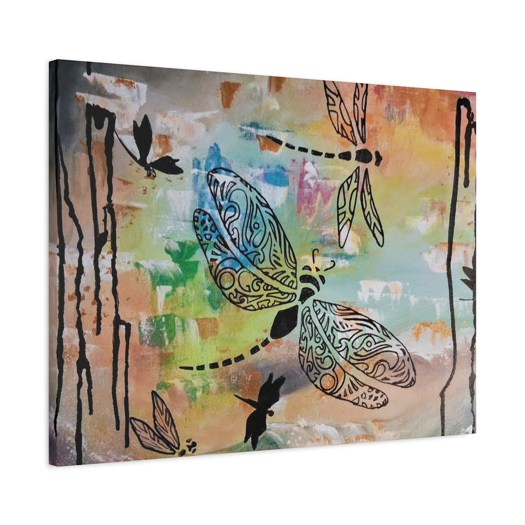 Dragonfly Wall Art Canvas — Colorful Boho Stretched Canvas Print