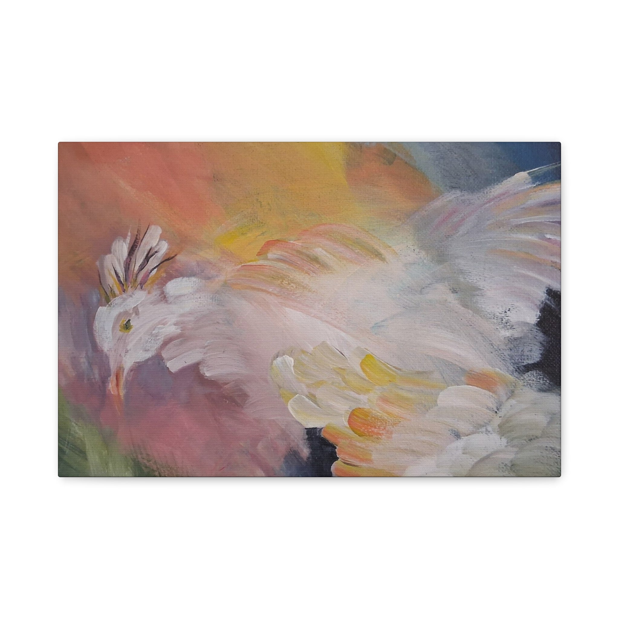 RISE OF THE RADIENT HEN - Art Canvas Print — Soft Pastel Bird Wall Art, Matte Stretched 1.25"