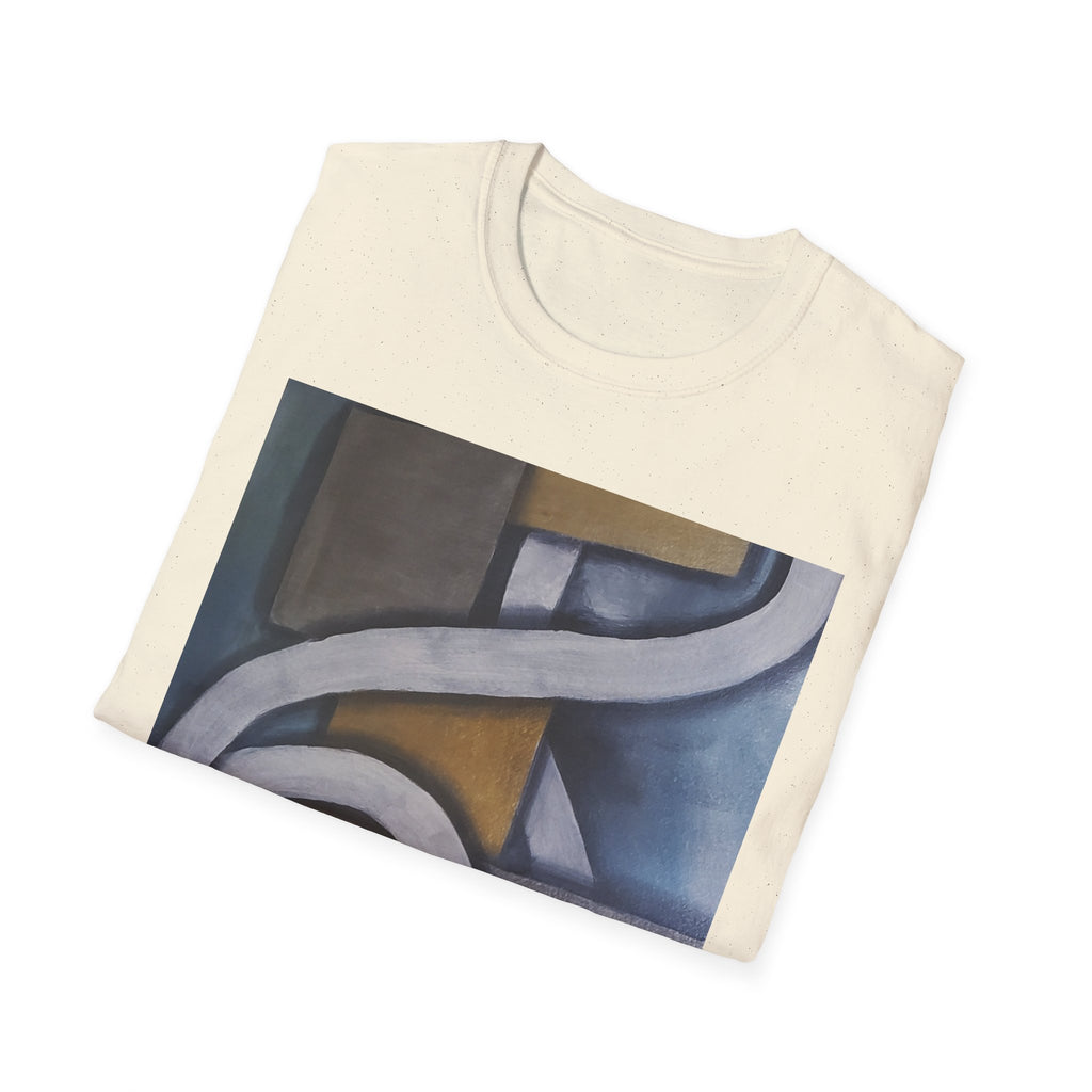METALIC BLOCKS - Abstract Geometric Art T-Shirt — Modern Neutral Palette Design