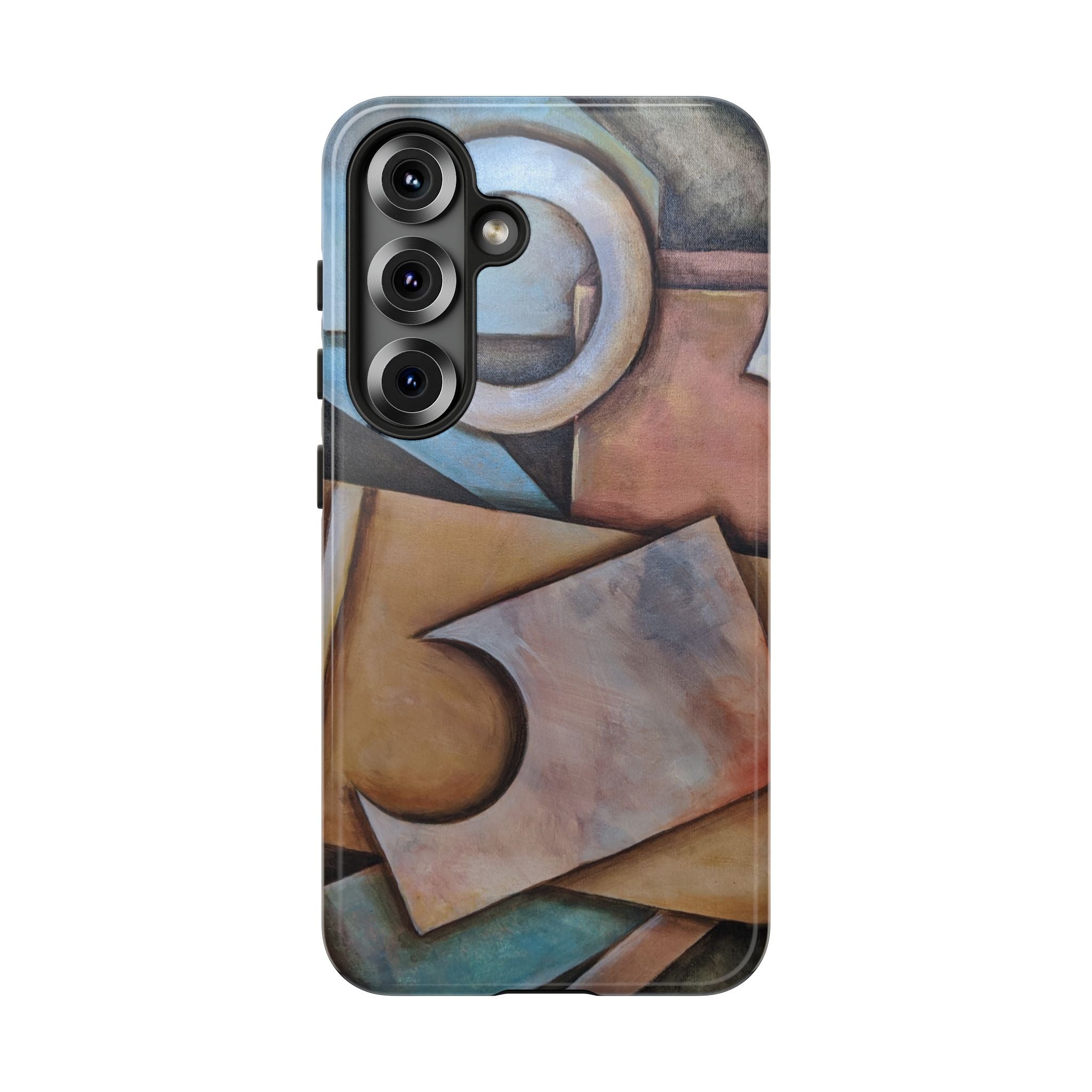 Abstract Geometric Tough Phone Case – Modern Cubist Art Protection