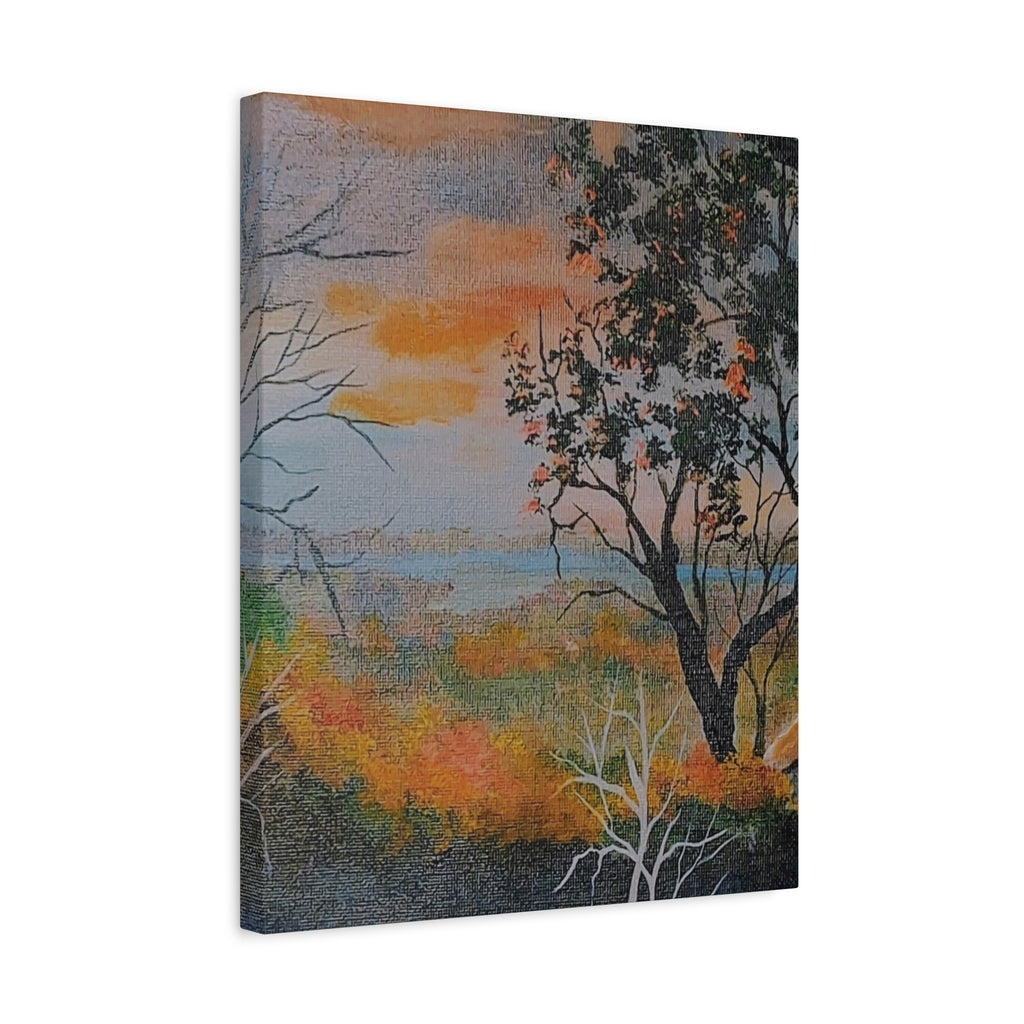 EVENING NEAR THE HUDSON RIVER - Sunset Landscape Canvas Print — Seaside Tree Matte Stretched Wall Art
