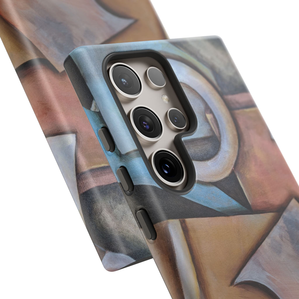 Abstract Geometric Tough Phone Case – Modern Cubist Art Protection