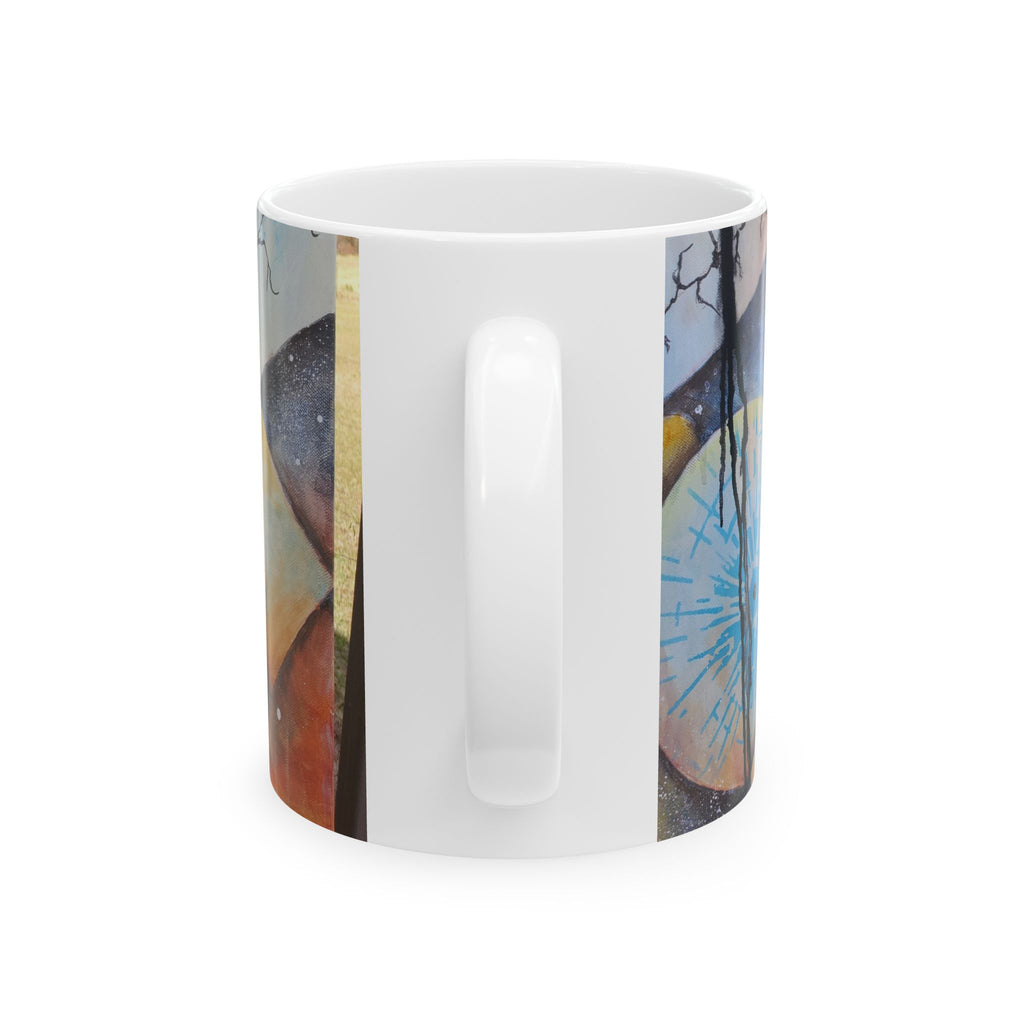 GOLDEN CARTOGRAPHY II- DRIFT OF THE BLUE REALM - Abstract Nature Ceramic Mug (11oz/15oz)
