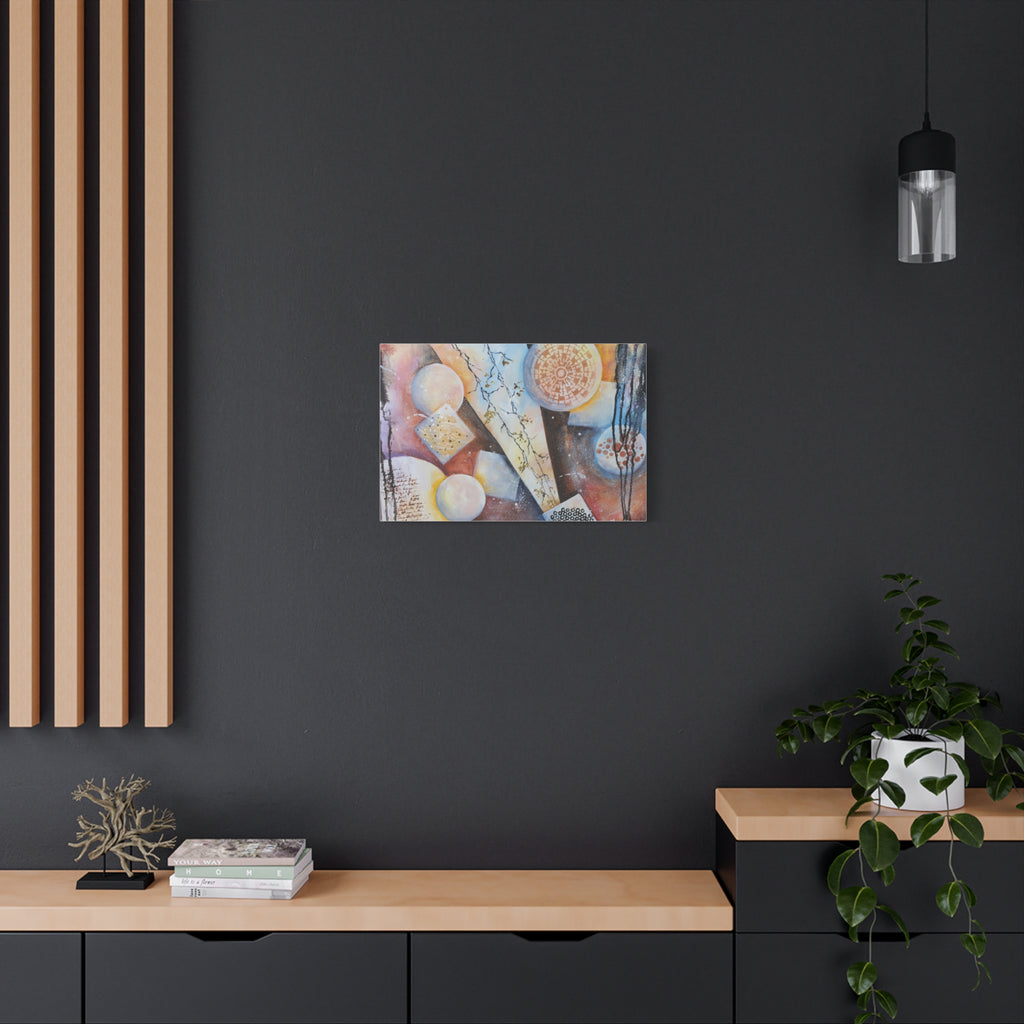 GOLDEN CARTOGRAPHY OF THE FIRE MERIDIAN - Abstract Geometric Canvas Art – Modern Stretched Matte Wall Decor