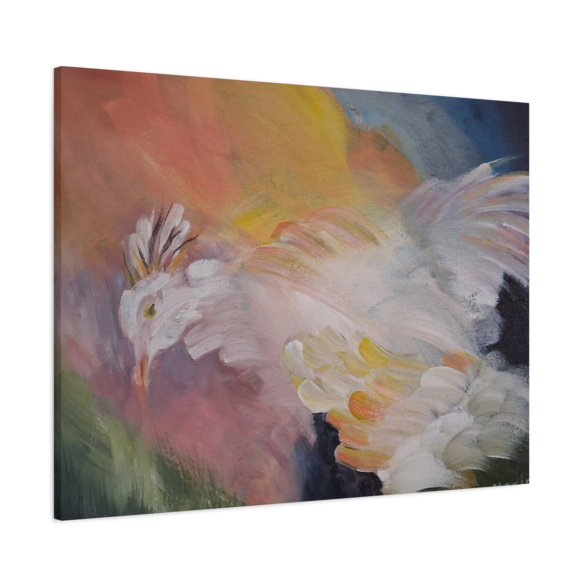 RISE OF THE RADIENT HEN - Art Canvas Print — Soft Pastel Bird Wall Art, Matte Stretched 1.25"