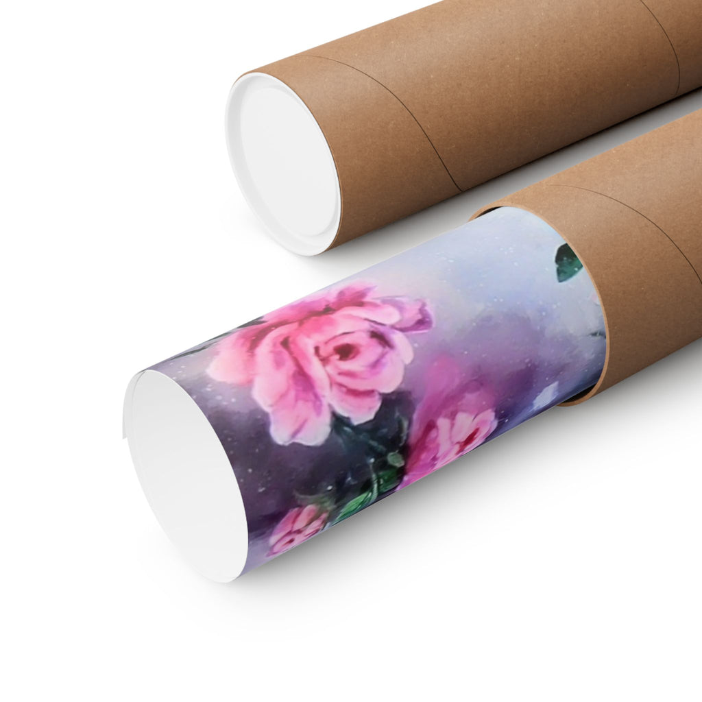 ANGELS AMONG US  Floral  Wall Poster — Matte Horizontal Art Print with Pink Roses