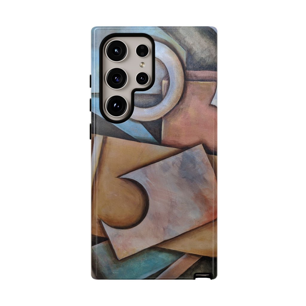 Abstract Geometric Tough Phone Case – Modern Cubist Art Protection