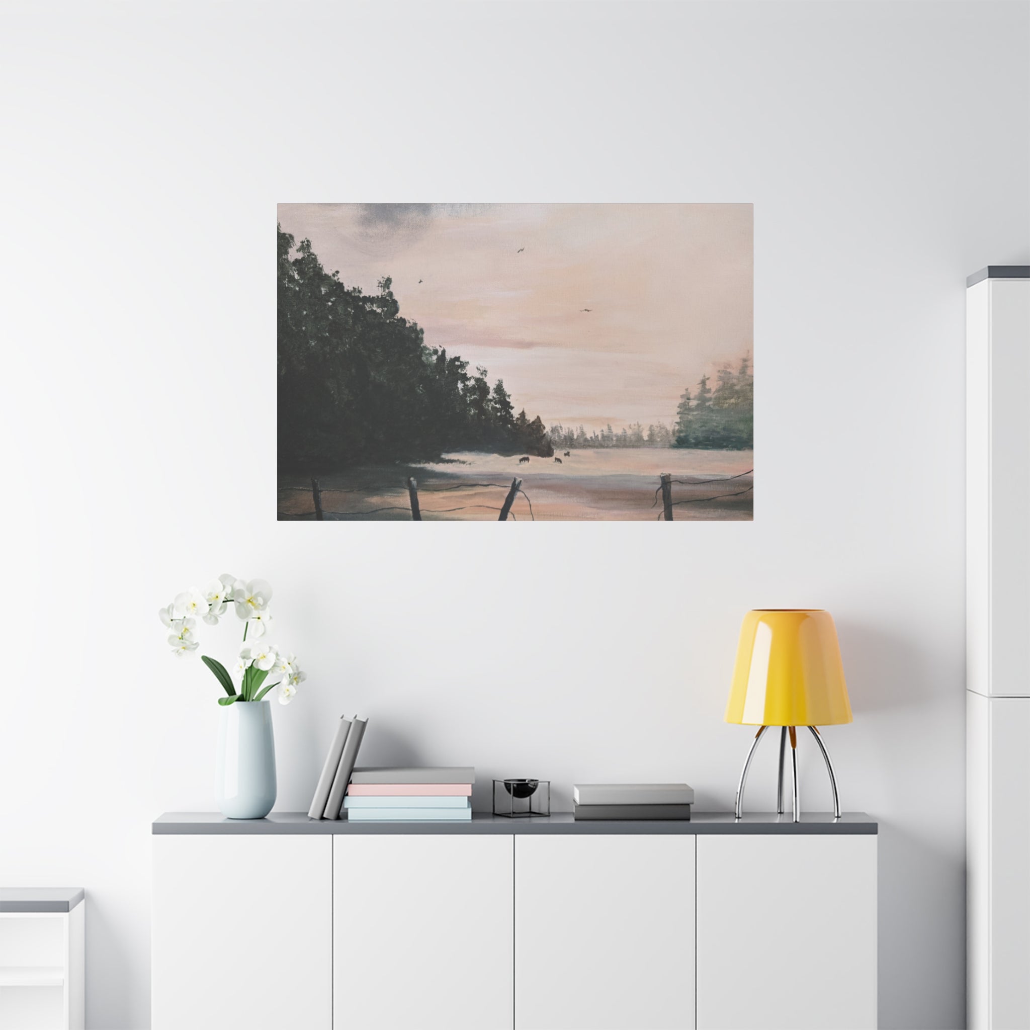 EARLY MORNING IN MONTANA -  Landscape Matte Canvas Print — Serene Forest Wall Art