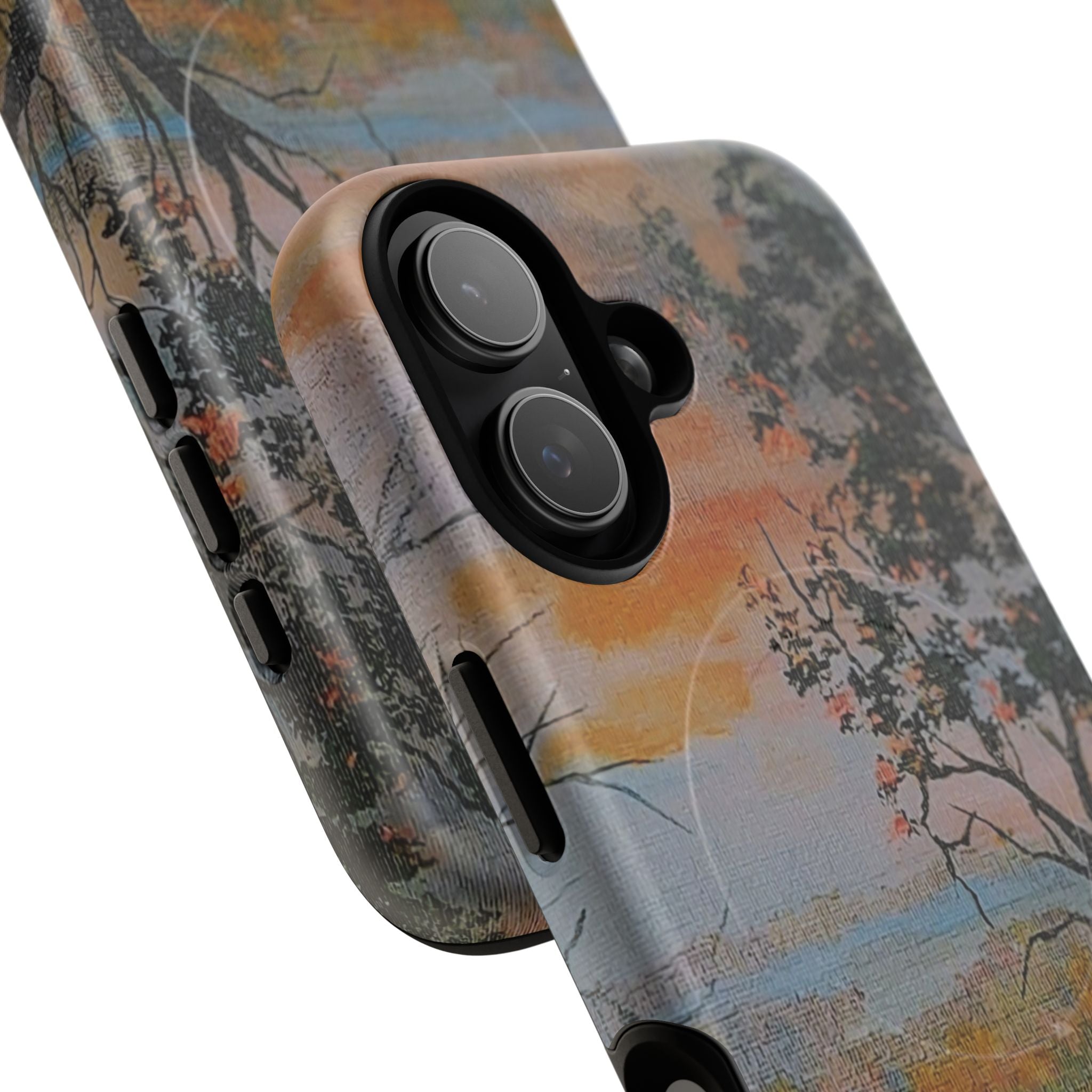 EVENING NEAR THE HUDSON RIVER - Magnetic Tough Phone Case — Sunset Tree Landscape Protective Cover