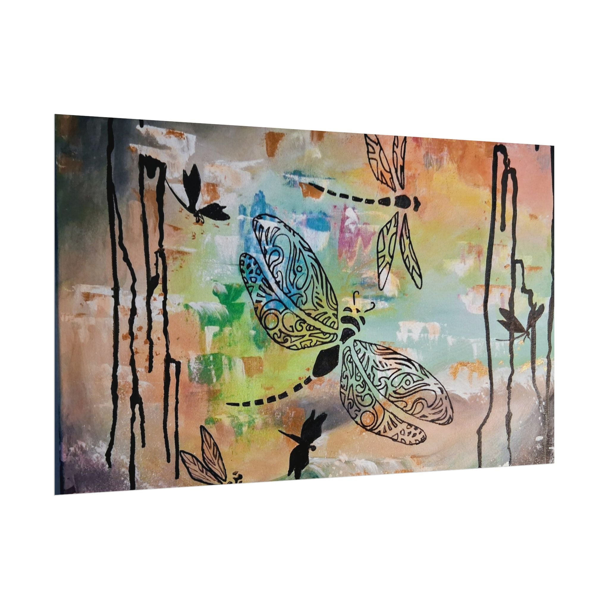 GUARDIANS OF THE LAND - Dragonfly Art Poster — Textured Matte Wall Print