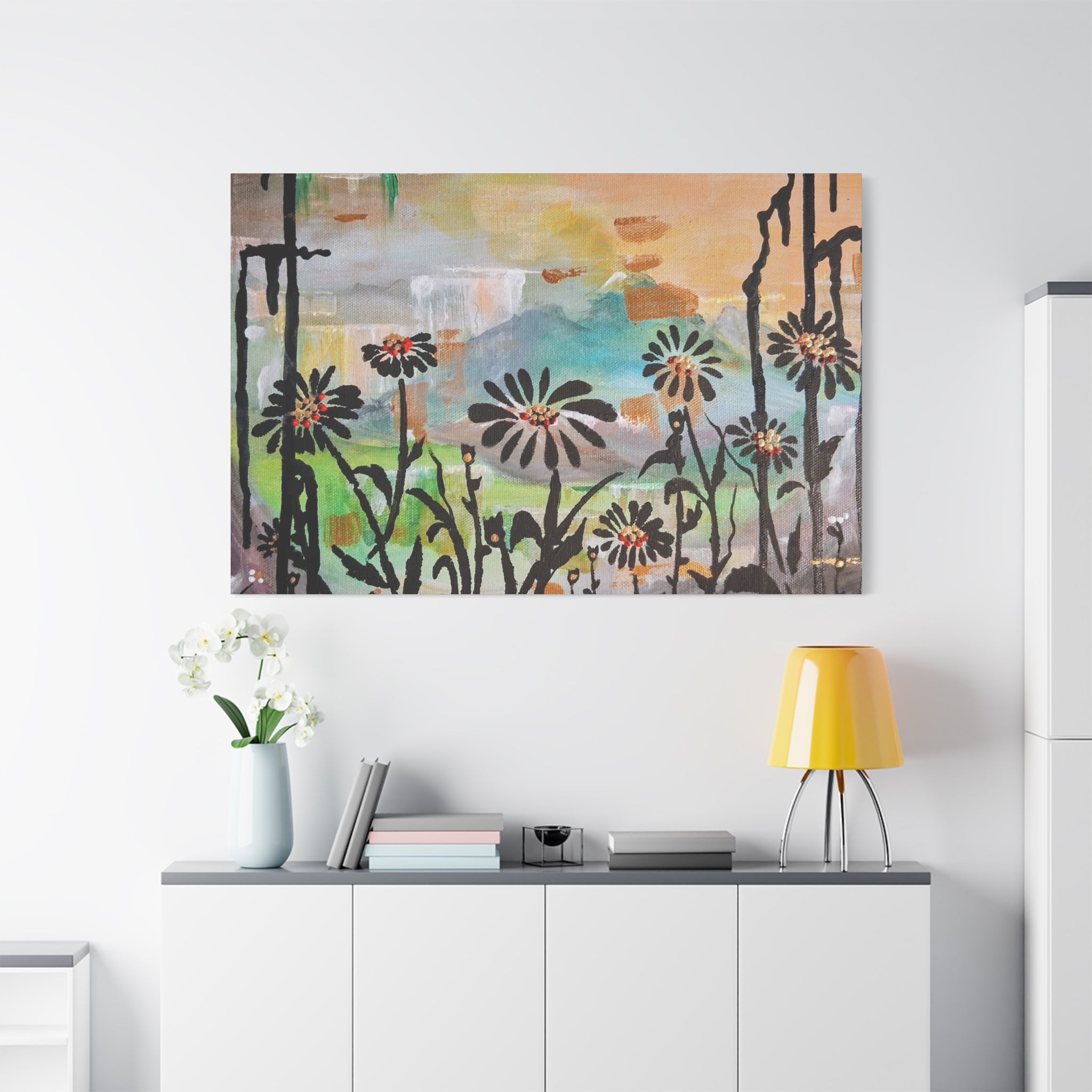 GUARDIANS OF THE WIND - Daisy Meadow Abstract Matte Canvas Wall Art