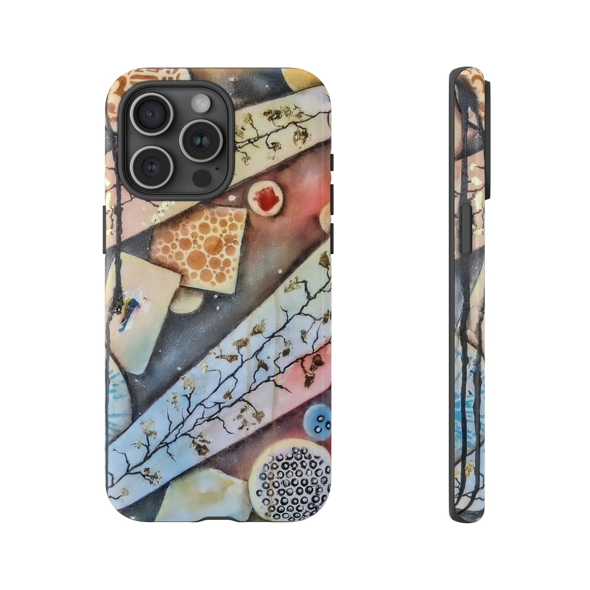 GOLDEN CARTOGRAPHY OF THE UNSEEN - Artistic Botanical Phone Case – Watercolor Nature Pattern Tough Case