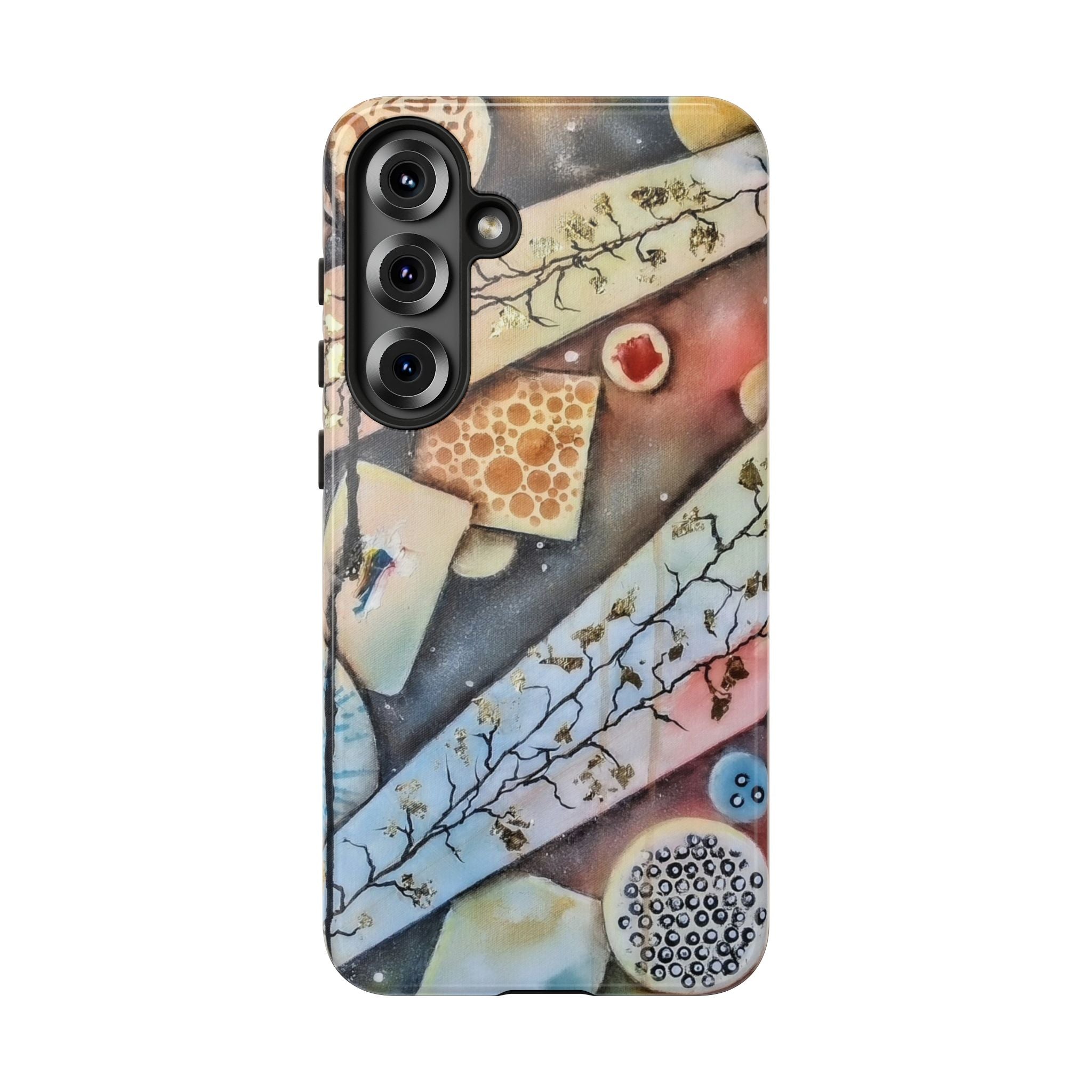 GOLDEN CARTOGRAPHY OF THE UNSEEN - Artistic Botanical Phone Case – Watercolor Nature Pattern Tough Case