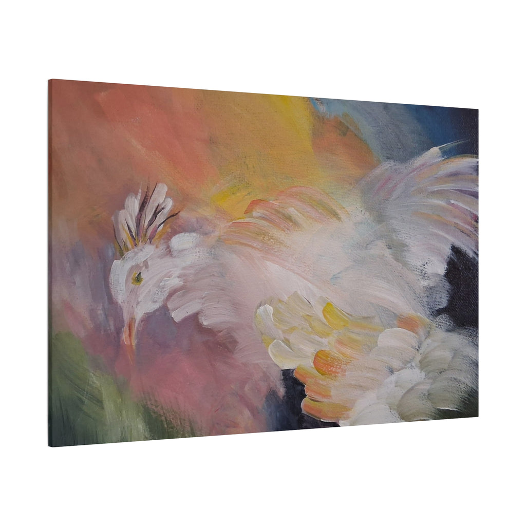 RISE OF THE RADIENT HEN - Art Canvas Print — Soft Pastel Bird Wall Art, Matte Stretched 1.25"