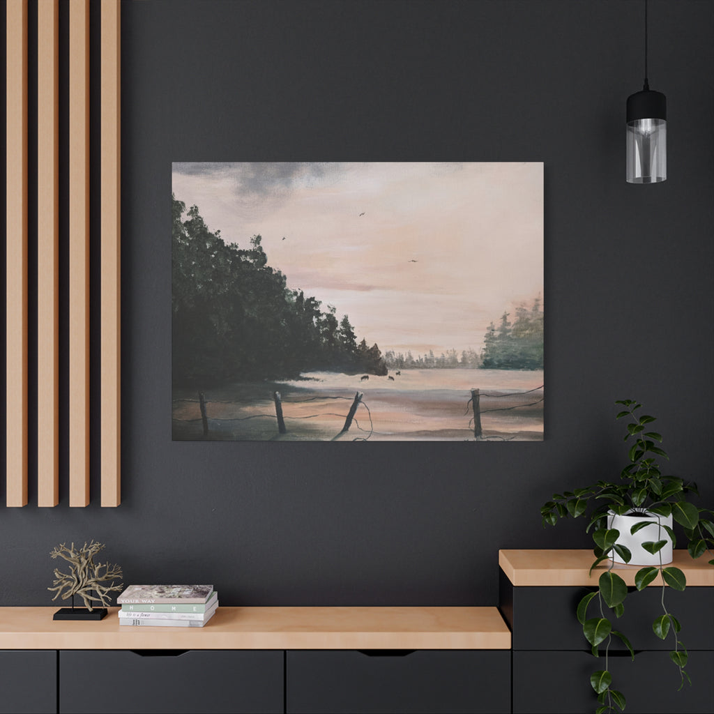 EARLY MORNING IN MONTANA -  Landscape Matte Canvas Print — Serene Forest Wall Art