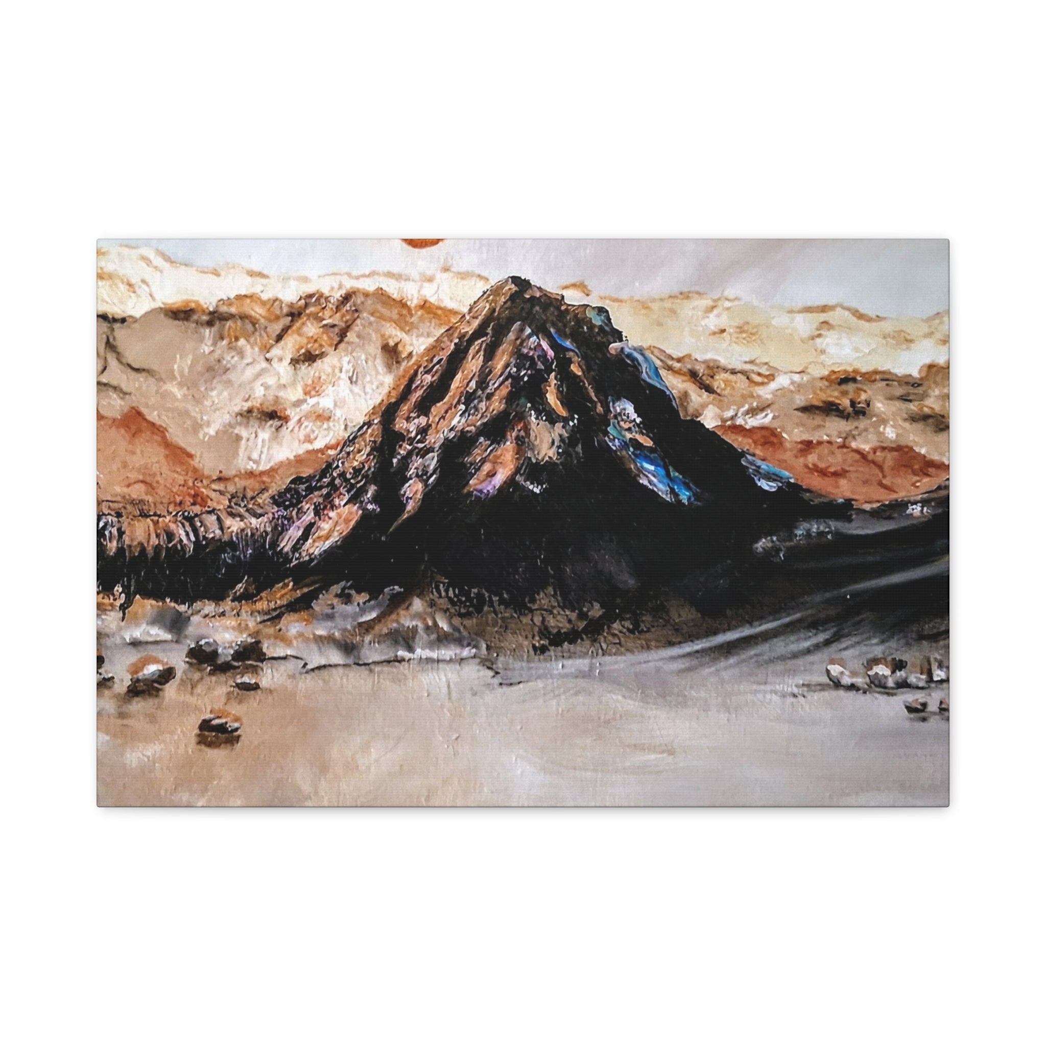 MOON OVER THE MOUNTAINS - Abstract Mountain Landscape Canvas Print — Matte Stretched Wall Art