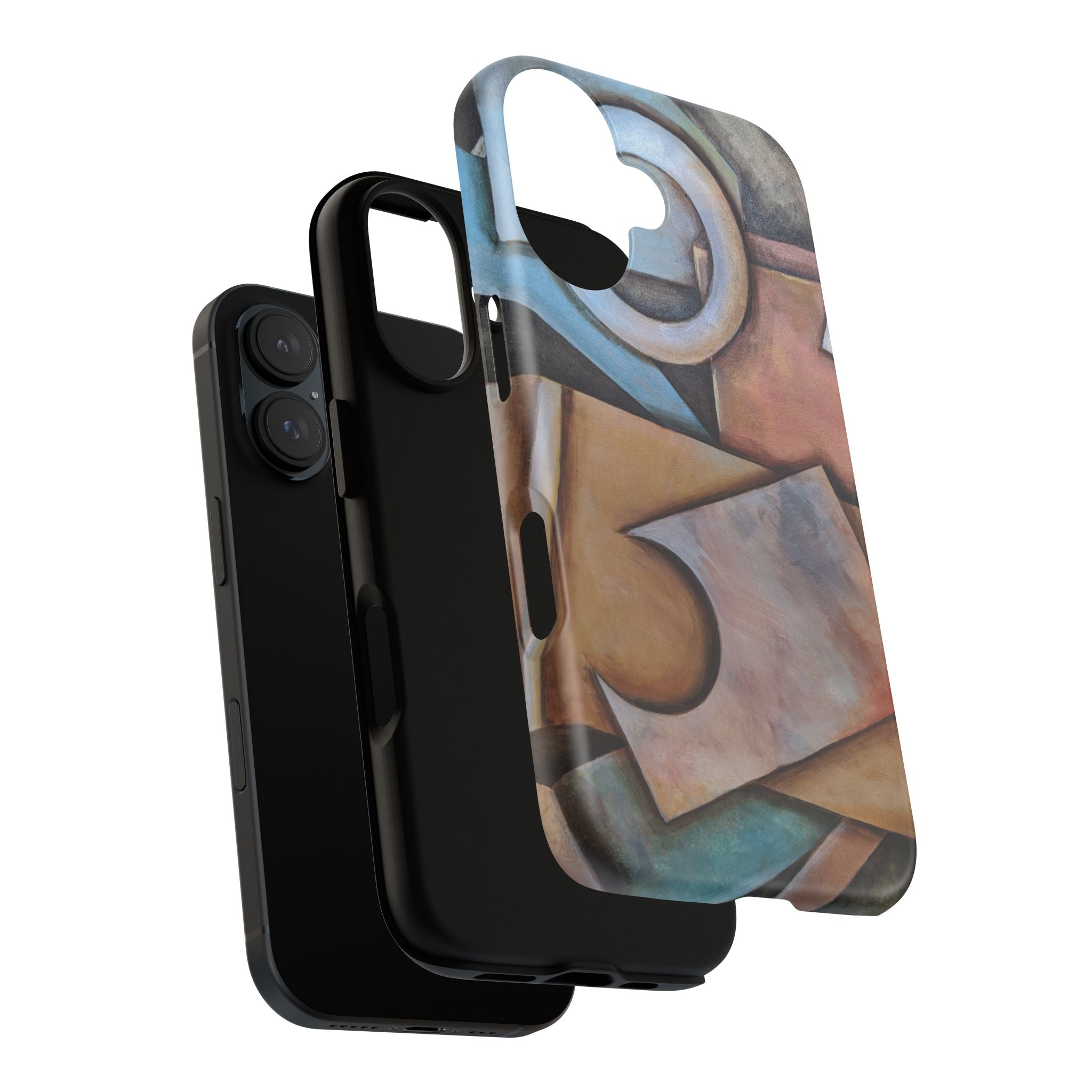 Abstract Geometric Tough Phone Case – Modern Cubist Art Protection
