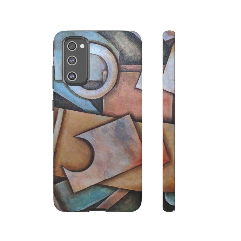 Abstract Geometric Tough Phone Case – Modern Cubist Art Protection