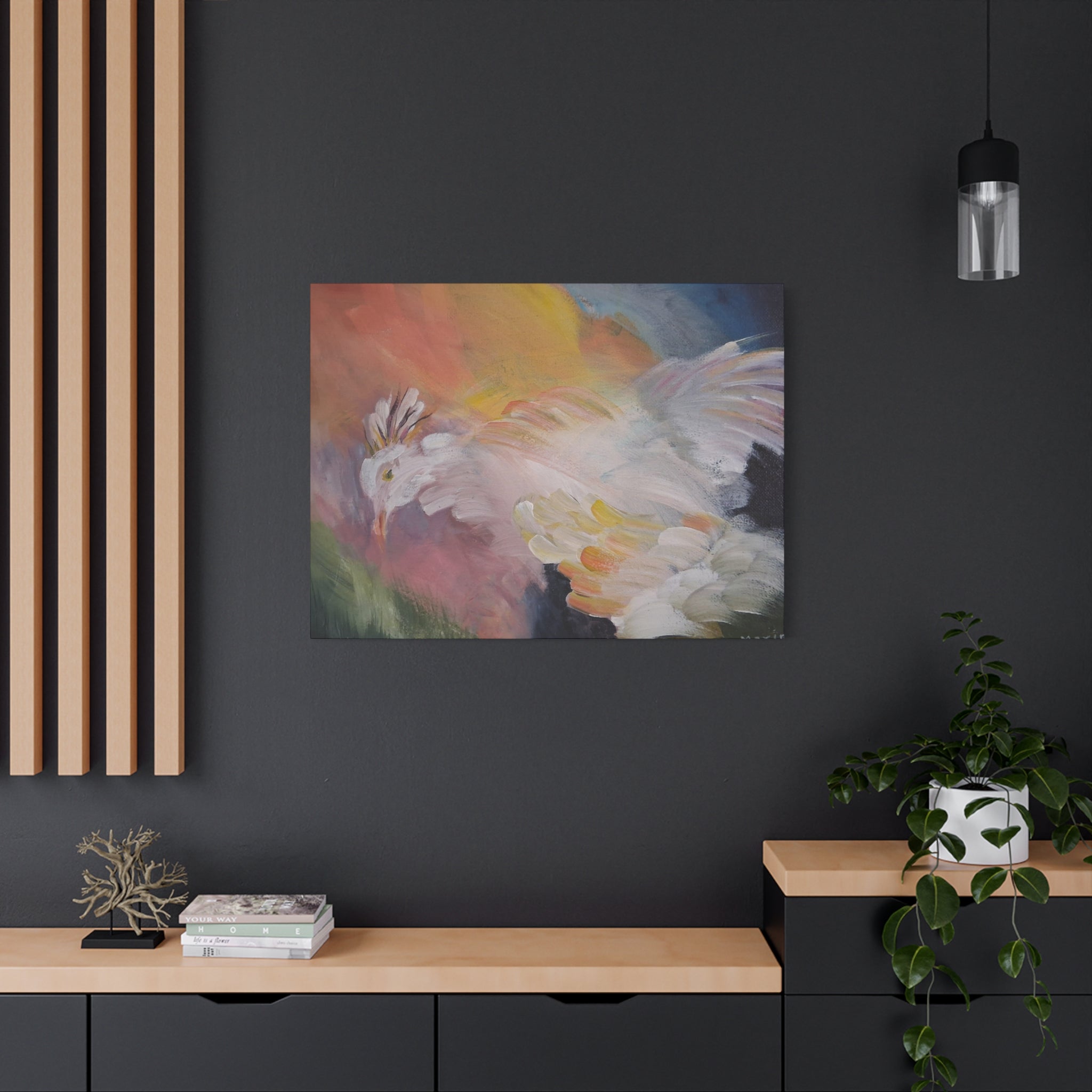 RISE OF THE RADIENT HEN - Art Canvas Print — Soft Pastel Bird Wall Art, Matte Stretched 1.25"
