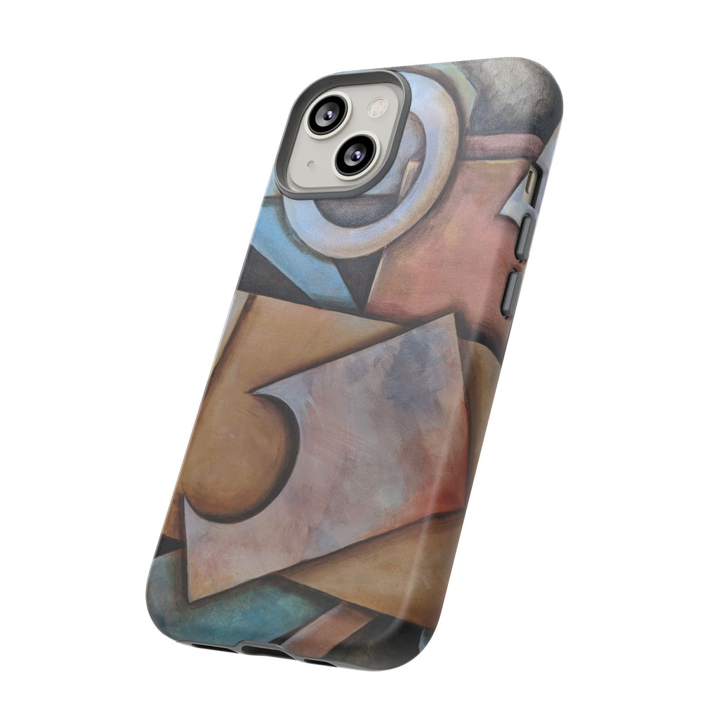 Abstract Geometric Tough Phone Case – Modern Cubist Art Protection