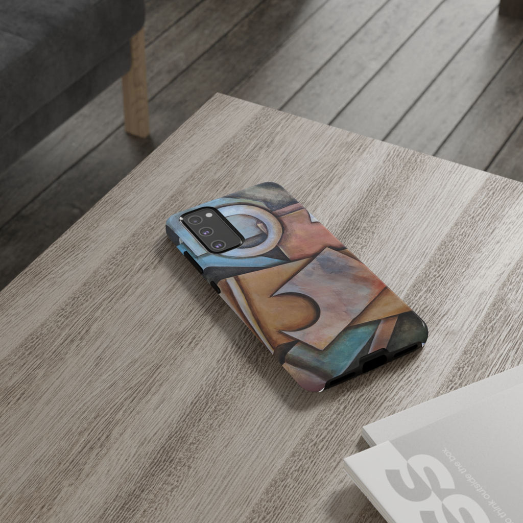 Abstract Geometric Tough Phone Case – Modern Cubist Art Protection